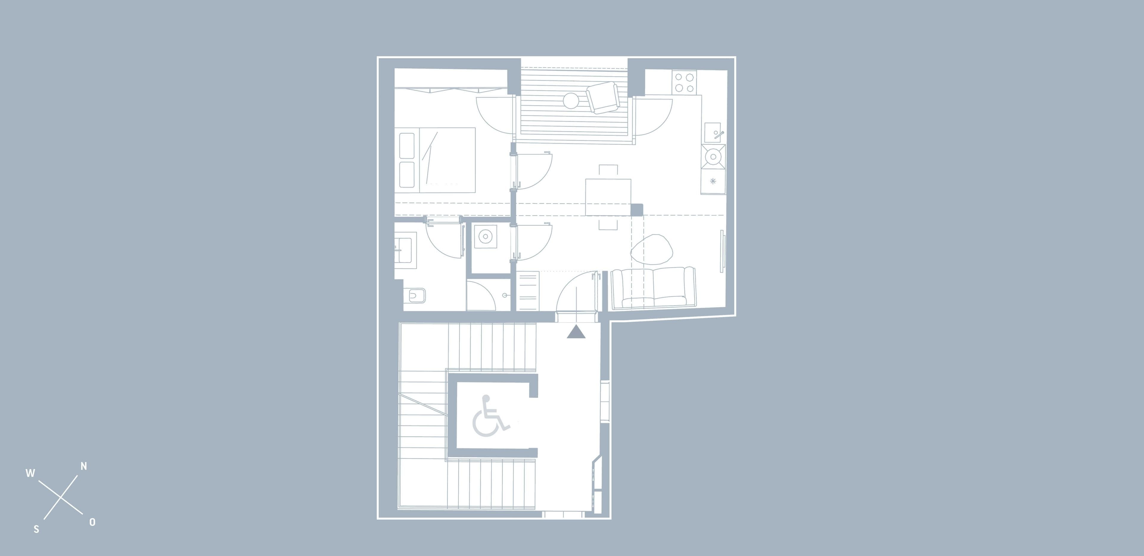 Grundriss TOP 2.6 — Hay Joe — 2 Zimmer — 41,3 m² — TOWNHOUSE: Gemütliches Apartment für Singles und Pärchen — Grundriss 5/5