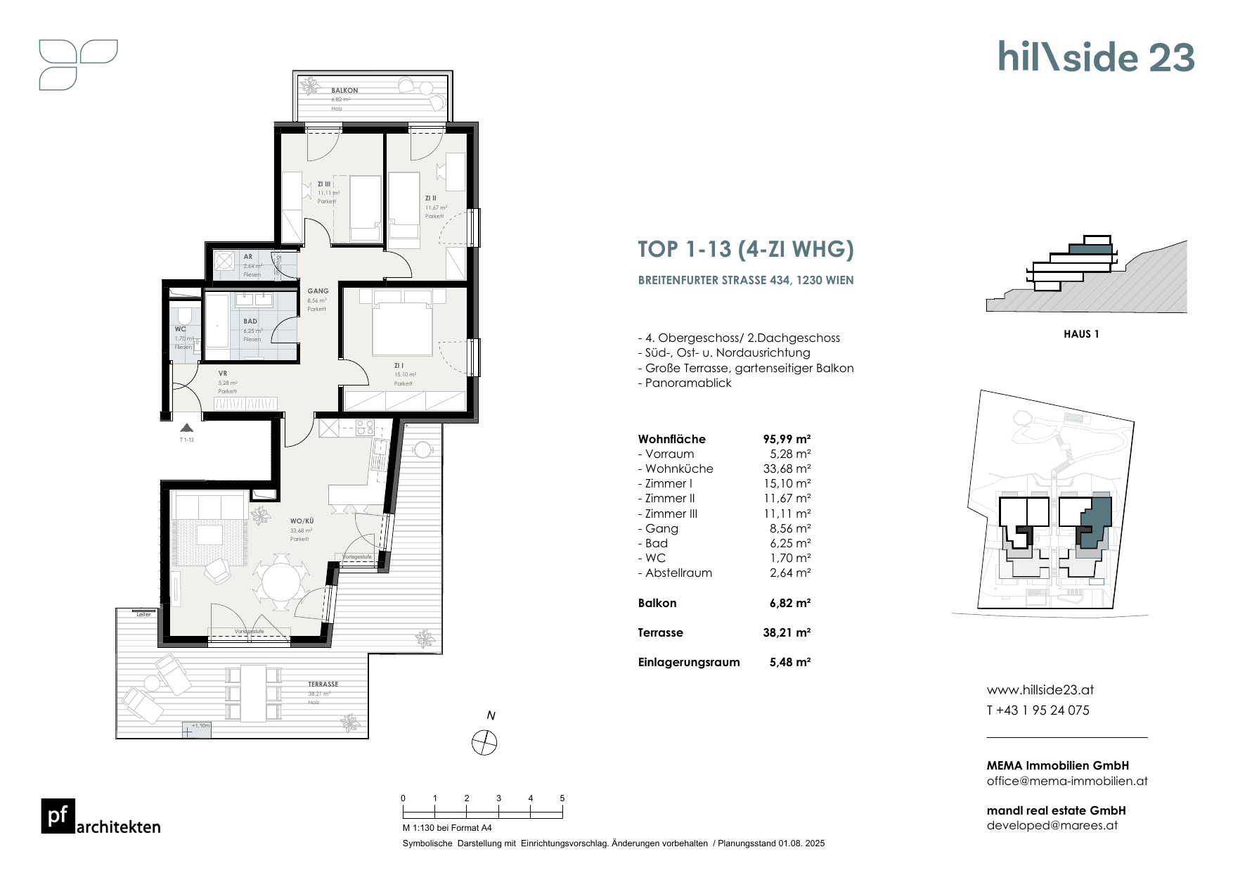 Grundriss Top 1-13 — Hillside 23 — 4 Zimmer — 96 m² — Attic floor