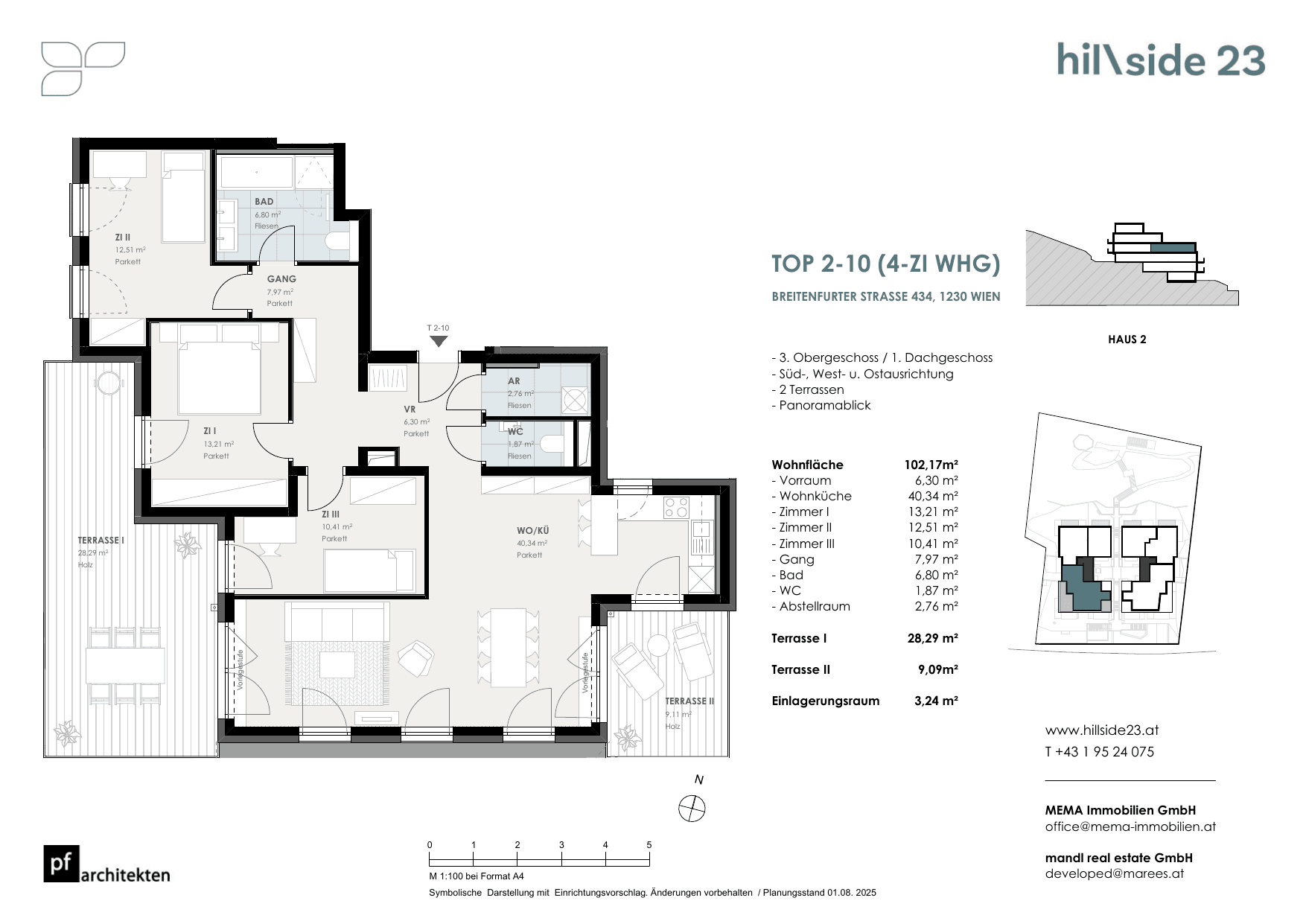 Grundriss Top 2-10 — Hillside 23 — 4 Zimmer — 102,2 m² — 3rd floor