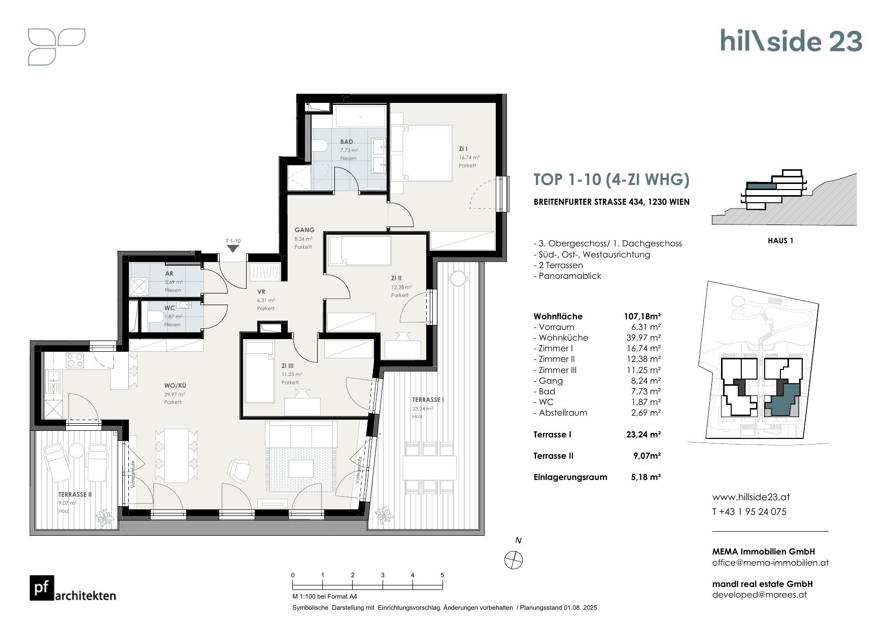 Grundriss Top 1-10 — Hillside 23 — 4 Zimmer — 107,2 m² — 3rd floor