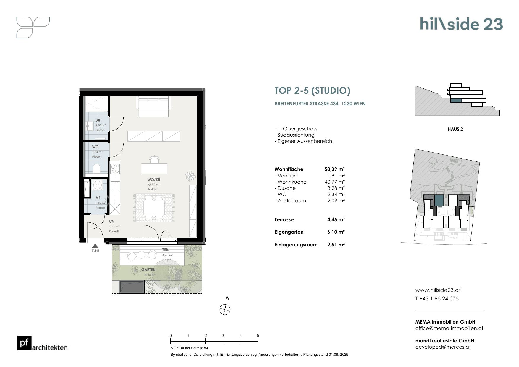 Grundriss Top 2-5 — Hillside 23 — 1 Zimmer — 50,4 m² — 1st floor