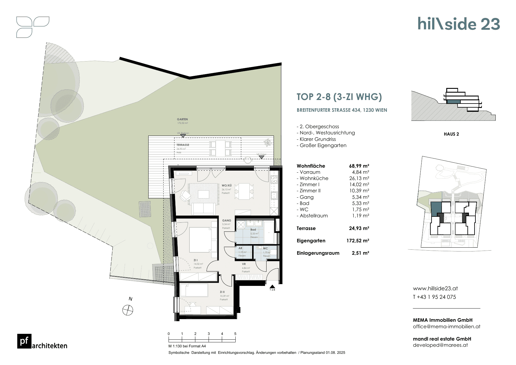 Grundriss Top 2-8 — Hillside 23 — 3 Zimmer — 69 m² — 2nd floor