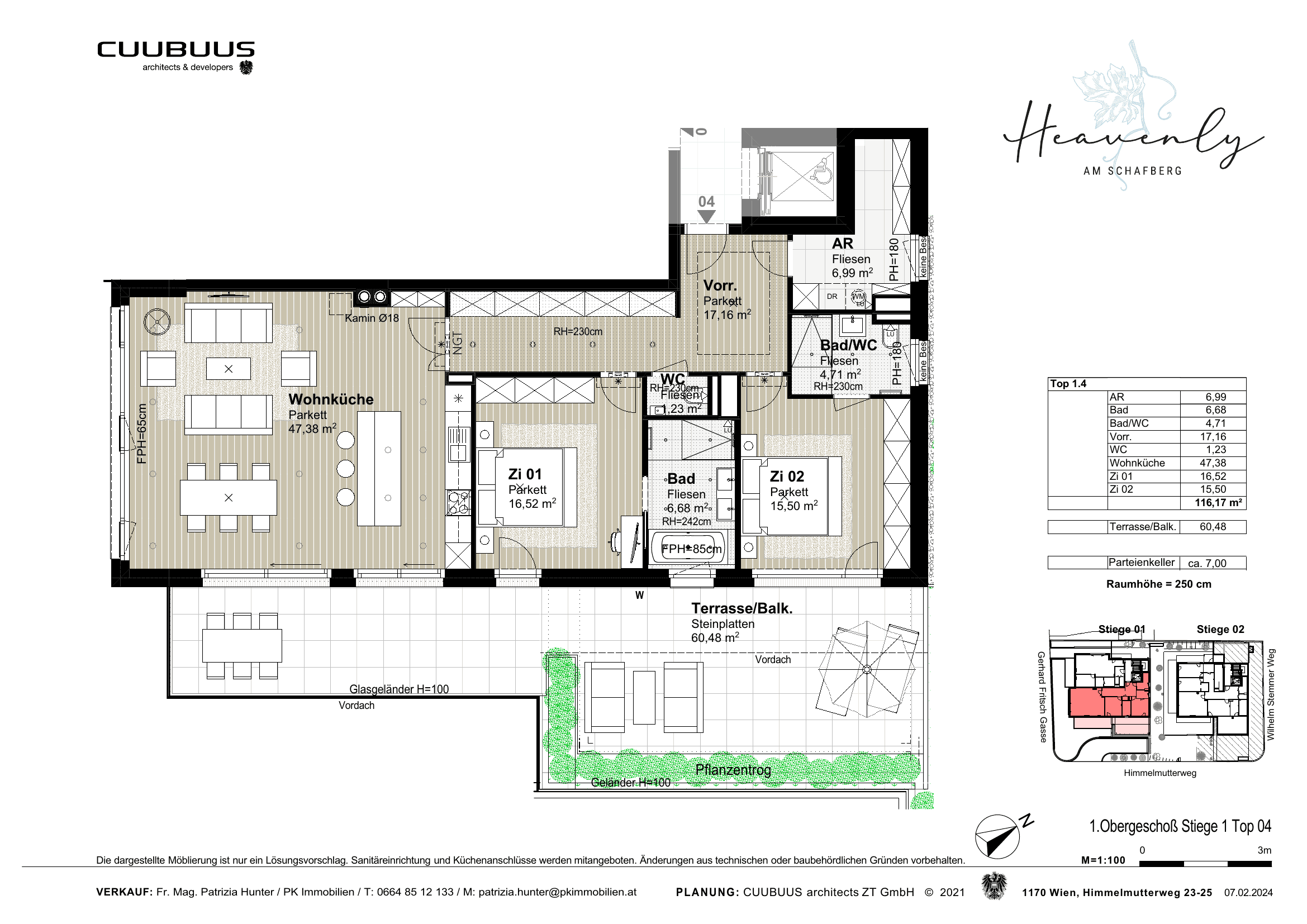 Grundriss Top 1.1 + 1.2 — Heavenly am Schafberg — 189 m² — Ground floor — Grundriss 18/30