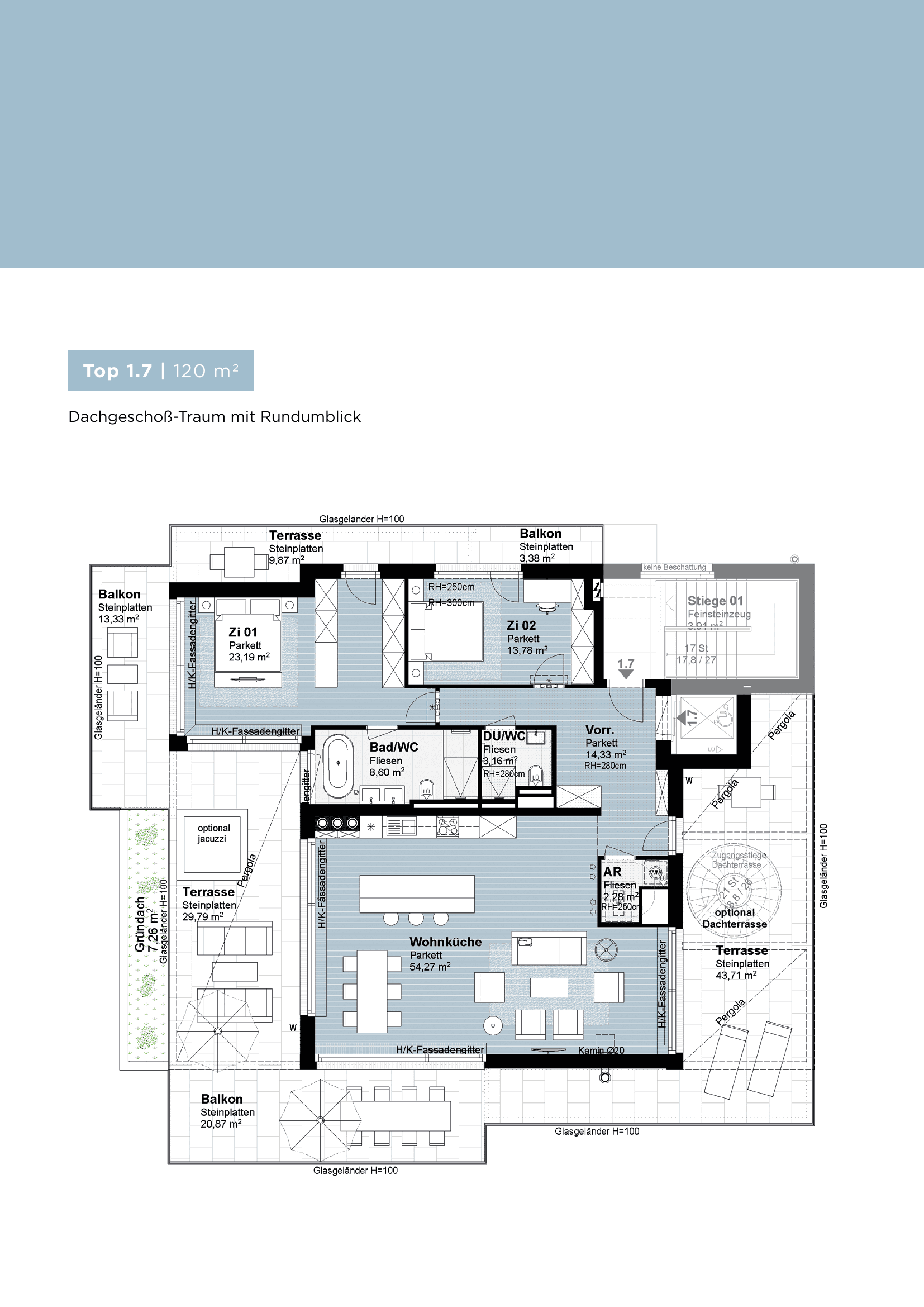 Grundriss Top 1.1 + 1.2 — Heavenly am Schafberg — 189 m² — Ground floor — Grundriss 13/30