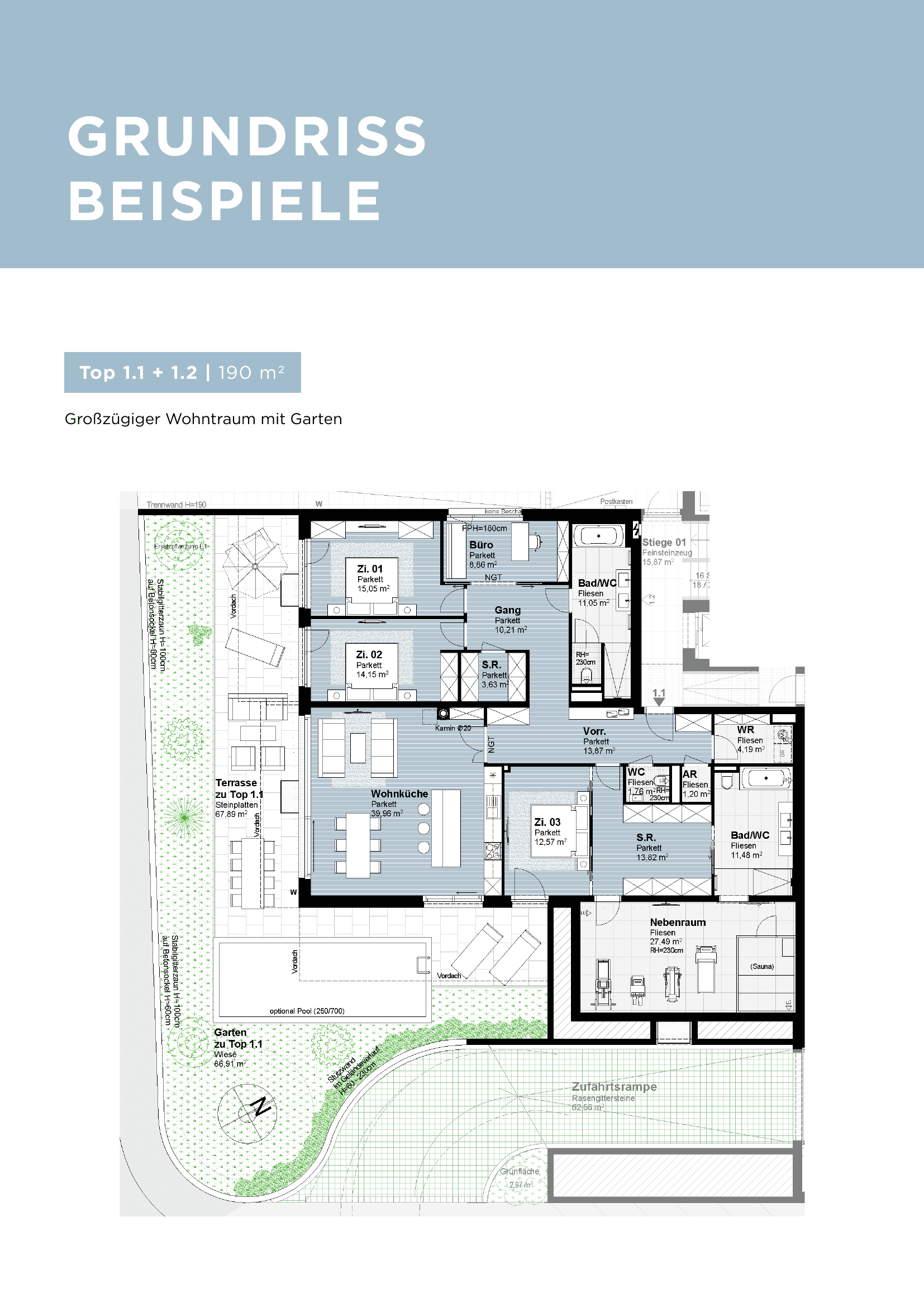 Grundriss Top 1.1 + 1.2 — Heavenly am Schafberg — 189 m² — Ground floor — Grundriss 10/30