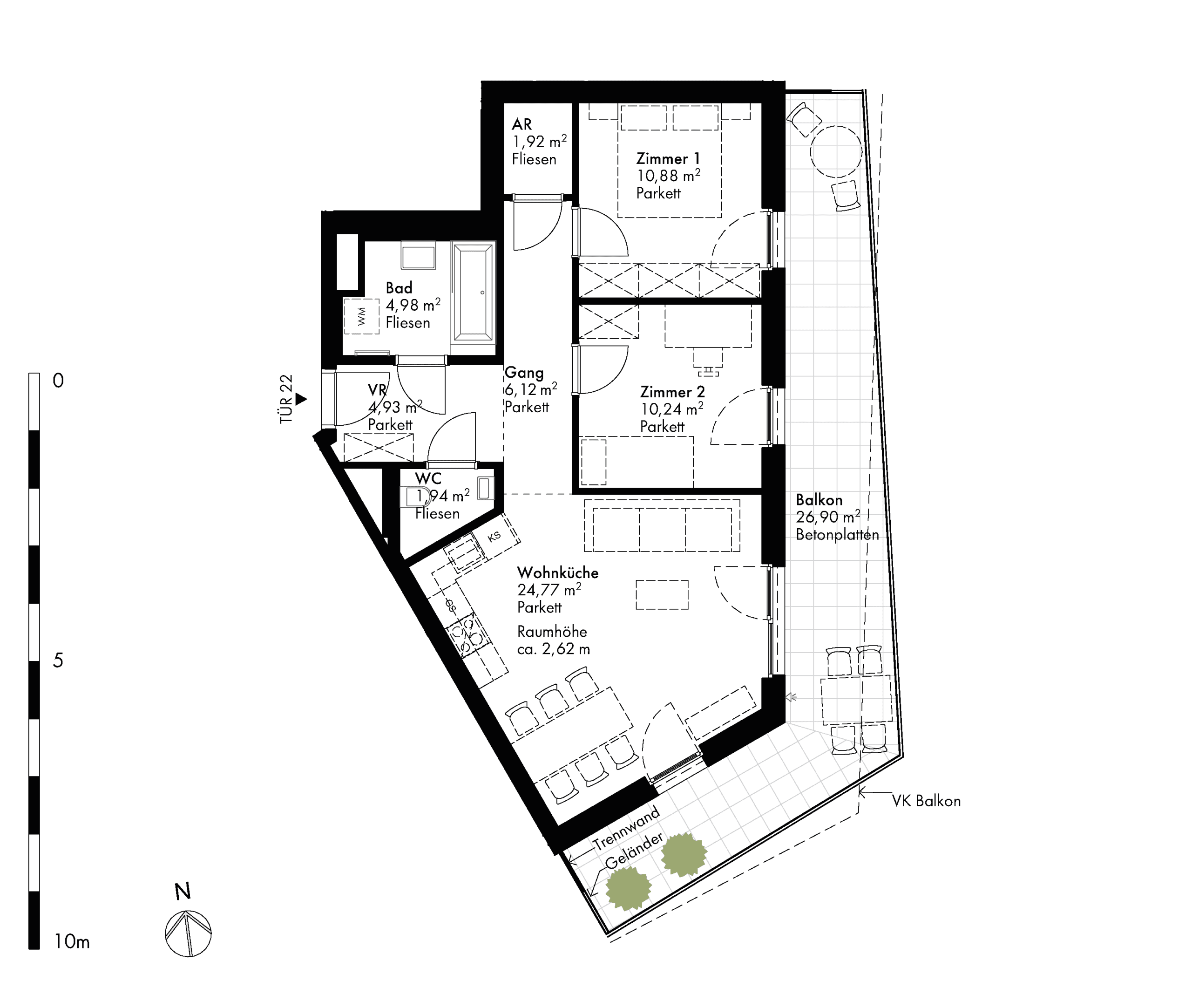 Grundriss Stiege stiege-2 / Top 22 — Hirschfeld — 3 Zimmer — 66 m² — 3rd floor