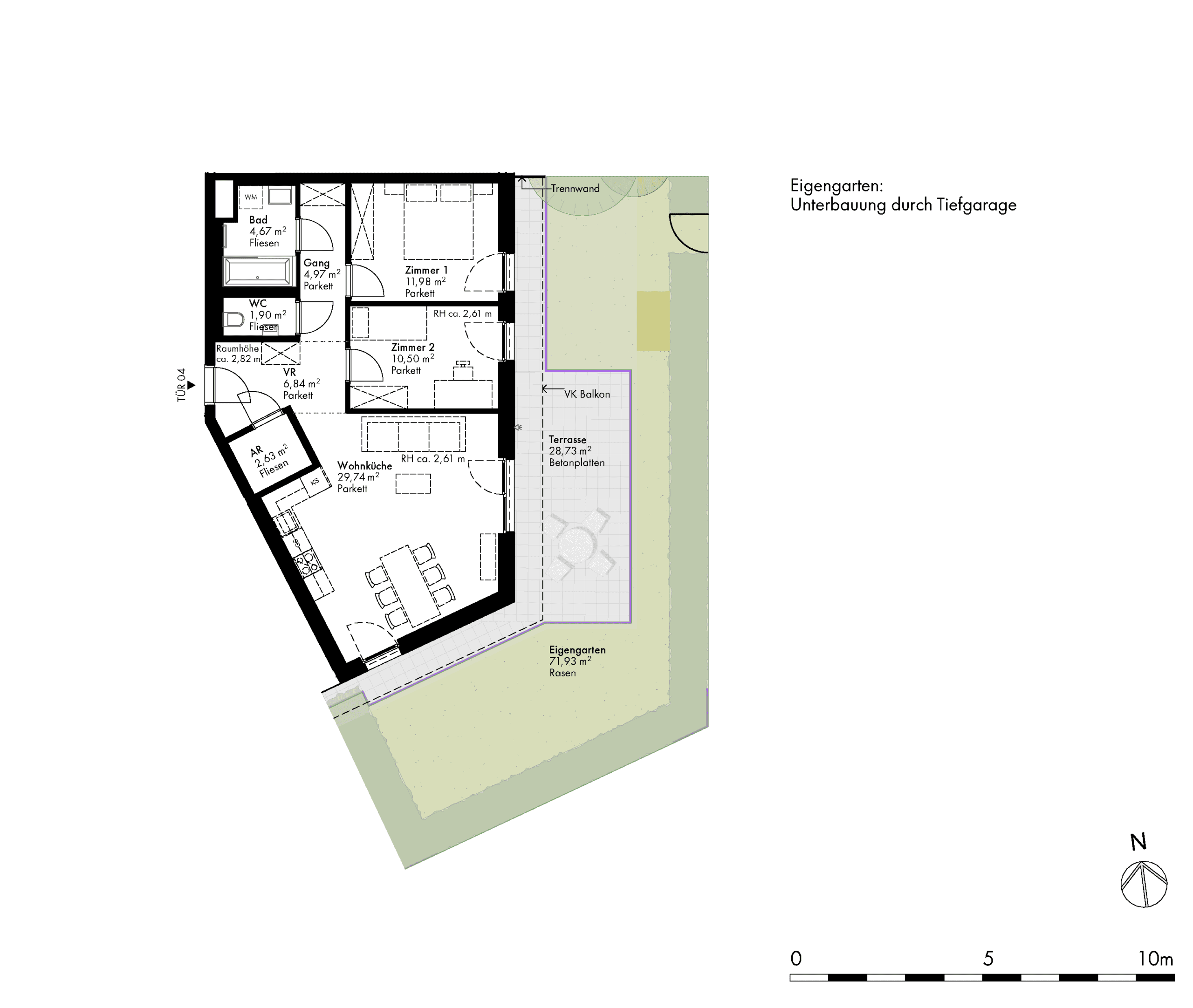 Grundriss Stiege stiege-4 / Top 04 — Hirschfeld — 3 Zimmer — 73,2 m² — Ground floor