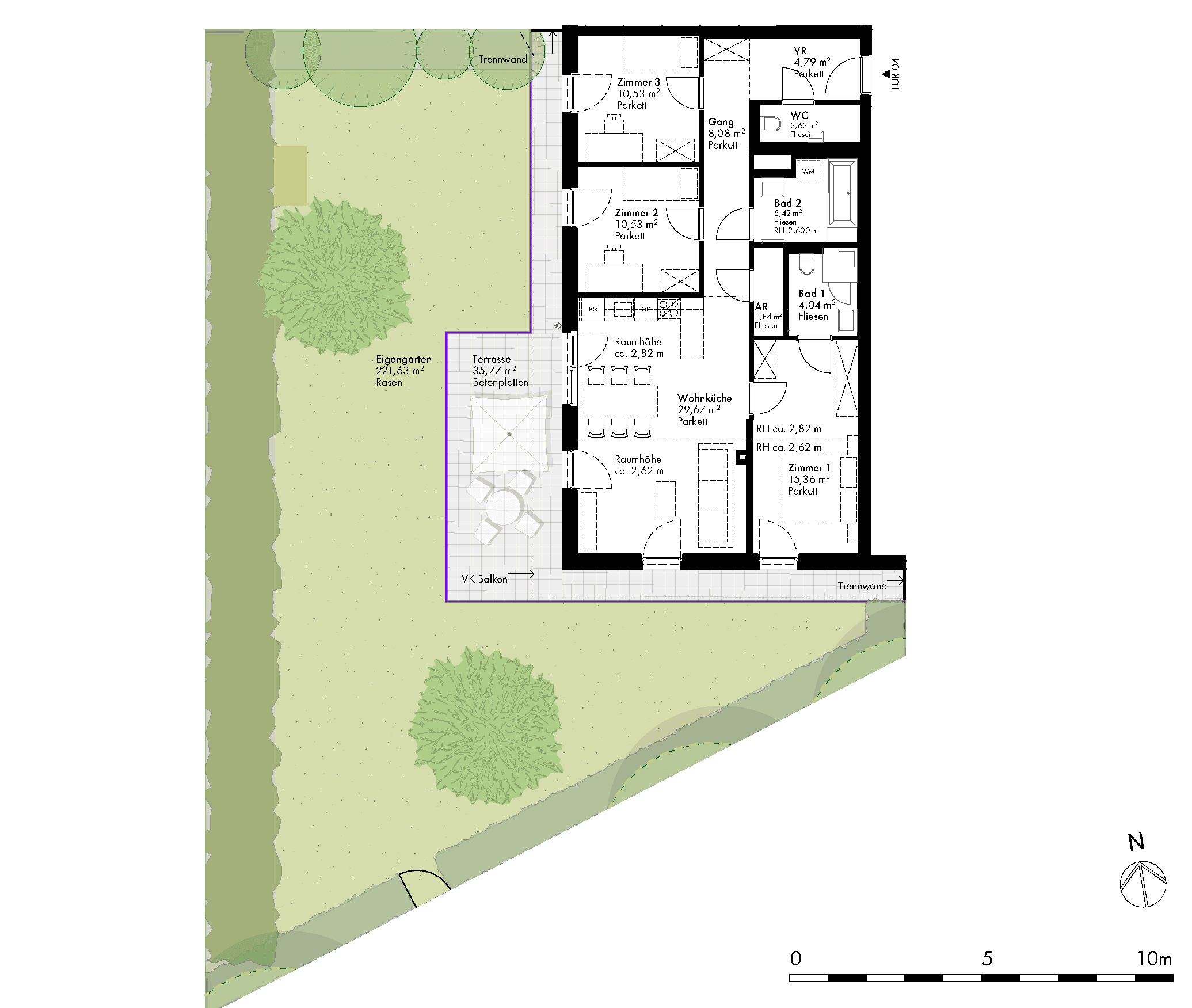 Grundriss Stiege 1 / Top 04 — Hirschfeld — 4 Zimmer — 92,8 m² — Ground floor