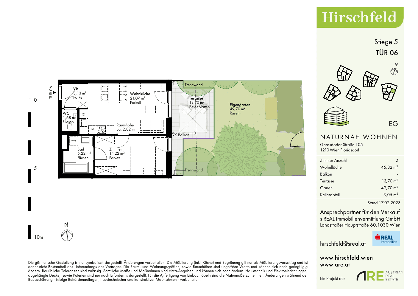 Grundriss Stiege stiege-5 / Top 06 — Hirschfeld — 2 Zimmer — 45,3 m² — Ground floor