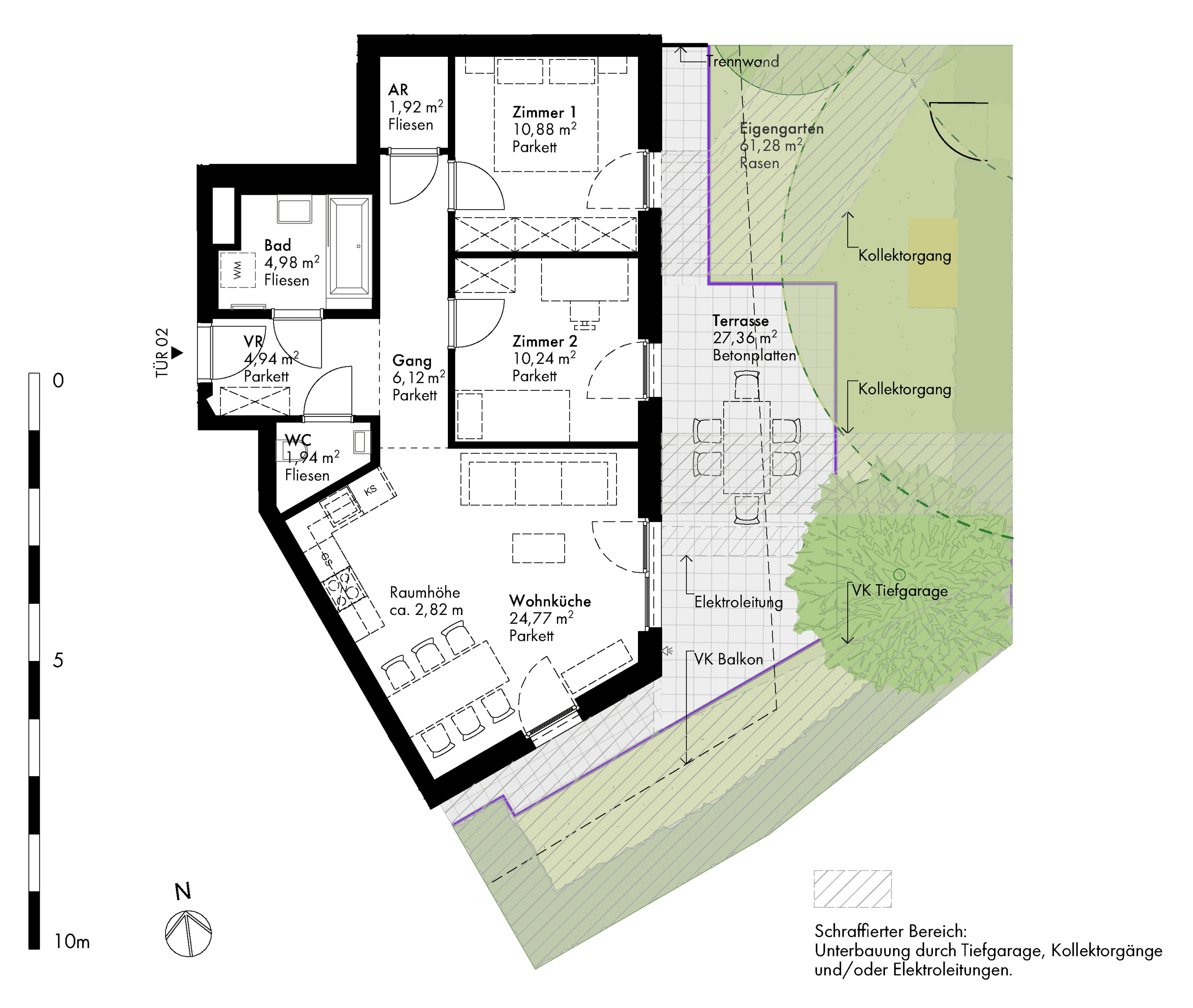 Grundriss Stiege stiege-2 / Top 02 — Hirschfeld — 3 Zimmer — 65,9 m² — Ground floor