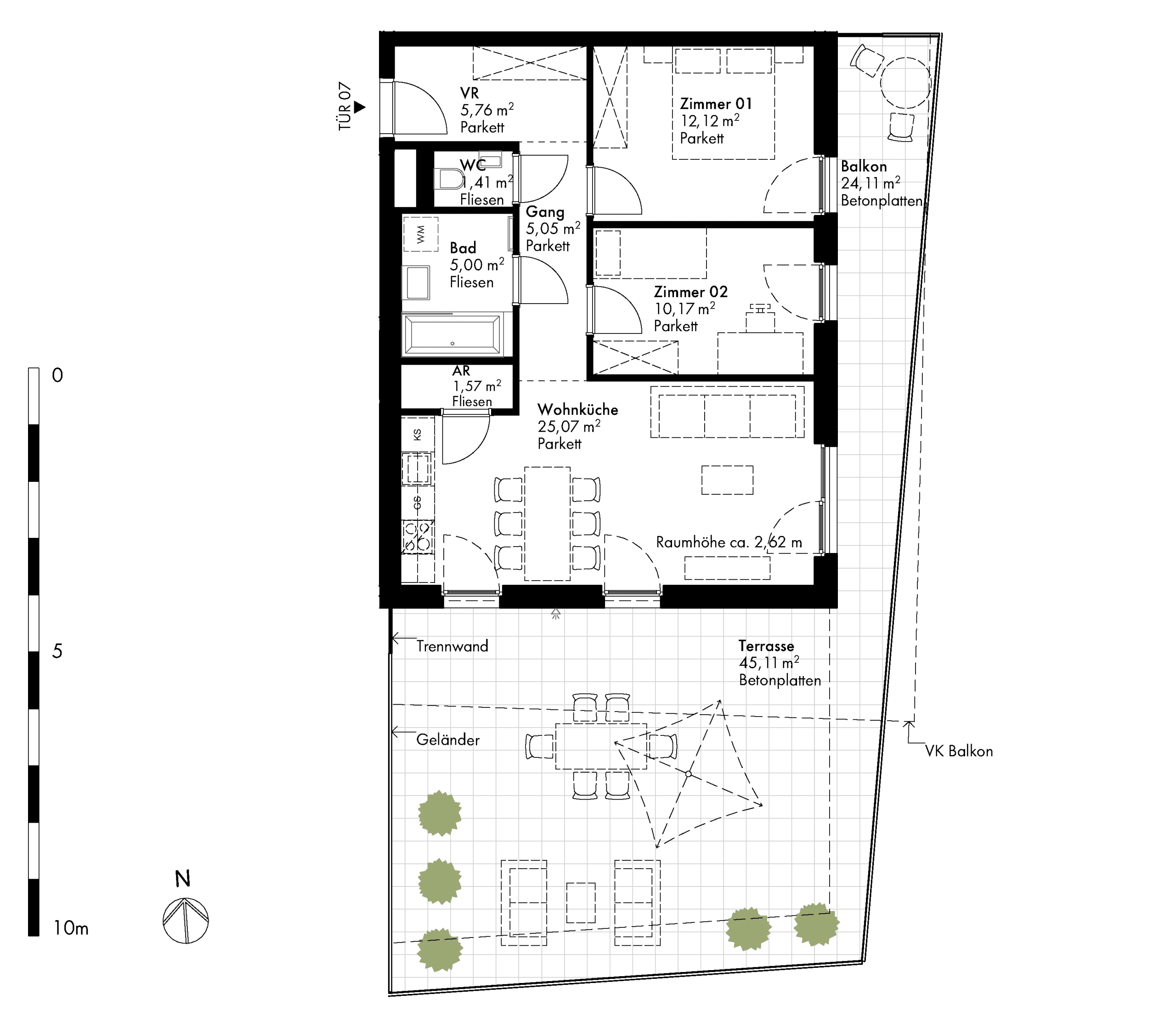Grundriss Stiege stiege-5 / Top 07 — Hirschfeld — 3 Zimmer — 66,3 m² — 1st floor