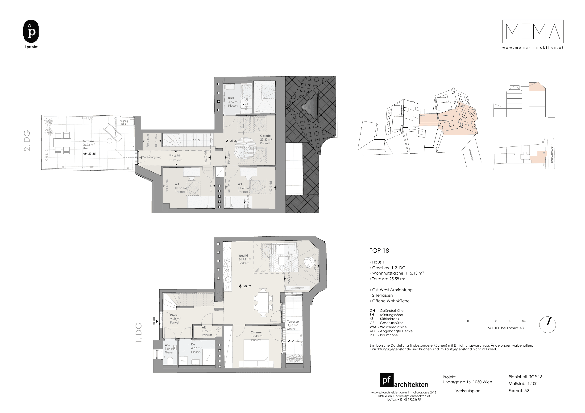 Grundriss Top 18 — I Punkt — 115 m² — Attic floor — Ost, West