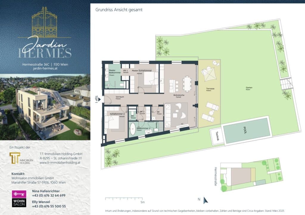 Grundriss ANLEGER AUFGEPASST: EIN DACHGESCHOSS FÜR HOHE ANSPRÜCHE – JARDIN HERMES — Jardin Hermes — 3 Zimmer — 115 m² — ANLEGER AUFGEPASST, Design & Nachhaltigkeit in vollendeter Harmonie In Wien-Hietzing wurde im Oktober 2025 ein Wohnprojekt… — Grundriss 1/3