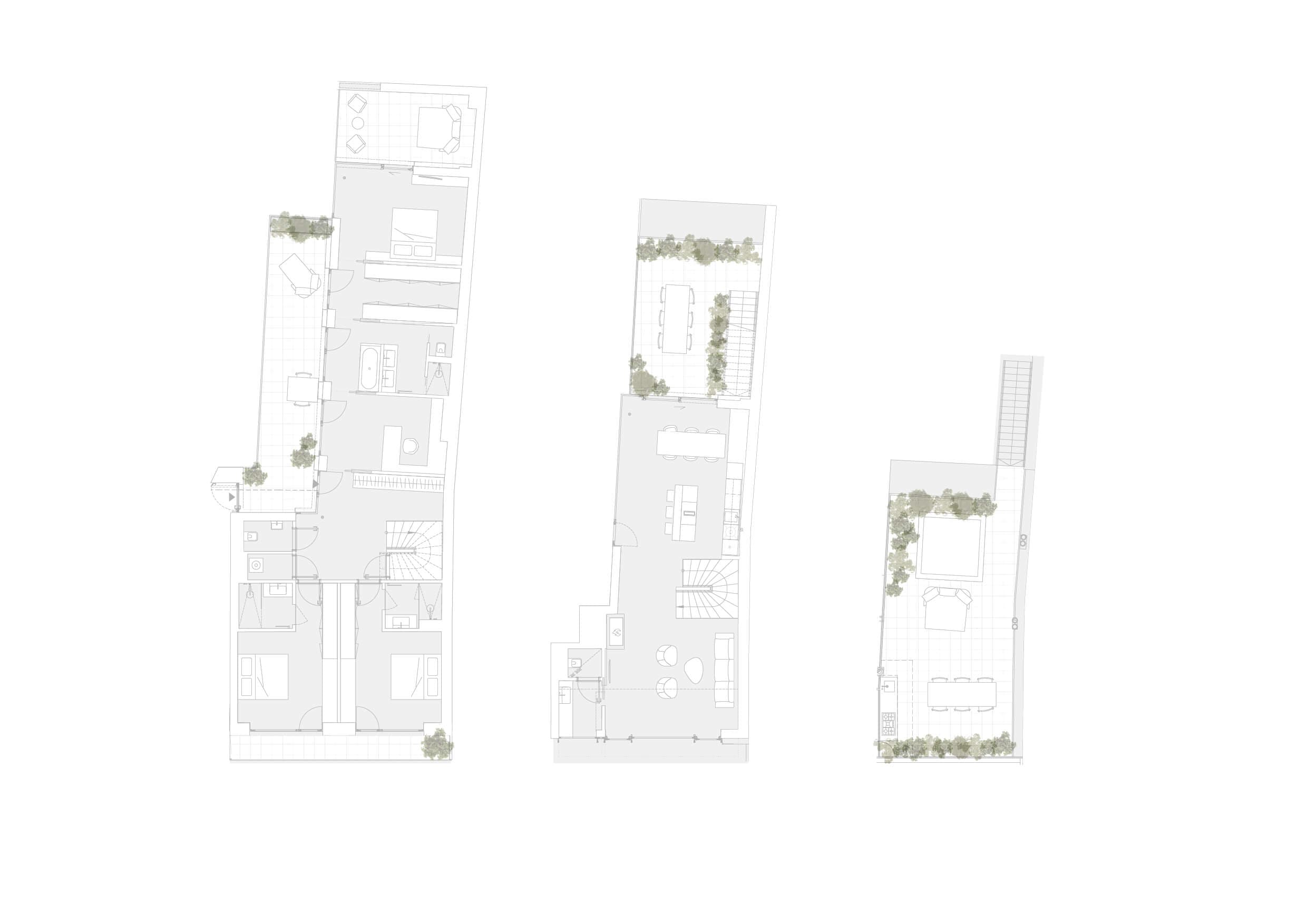 Grundriss Top 15 — Ruban — Kaiserstraße 52 — 5 Zimmer — 197,5 m² — 1st attic floor / 2nd attic floor / Attic floor