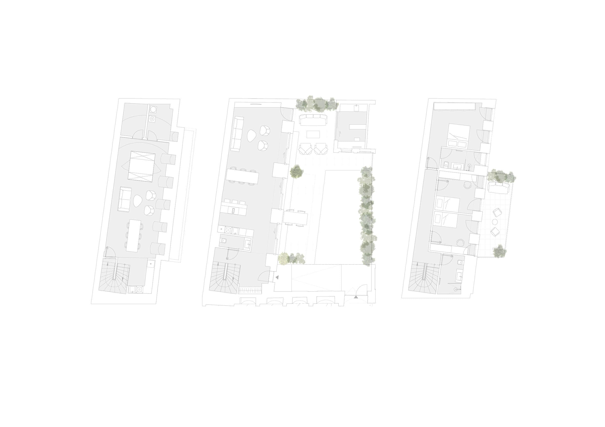 Grundriss Top 1 — Ruban — Kaiserstraße 52 — 4 Zimmer — 191,5 m² — Basement / Ground floor / 1st floor