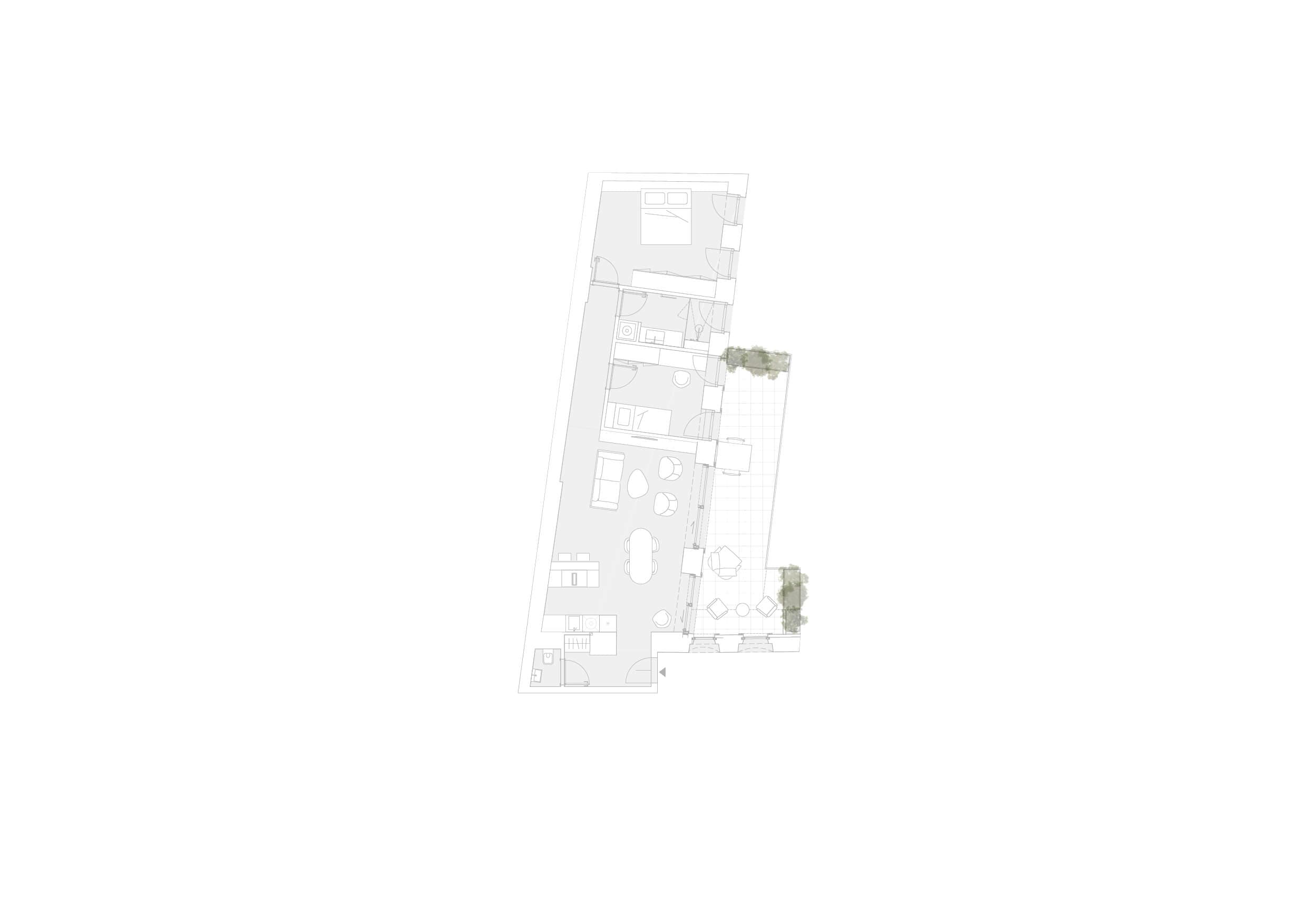 Grundriss Top 6 — Ruban — Kaiserstraße 52 — 3 Zimmer — 78,5 m² — 2nd floor
