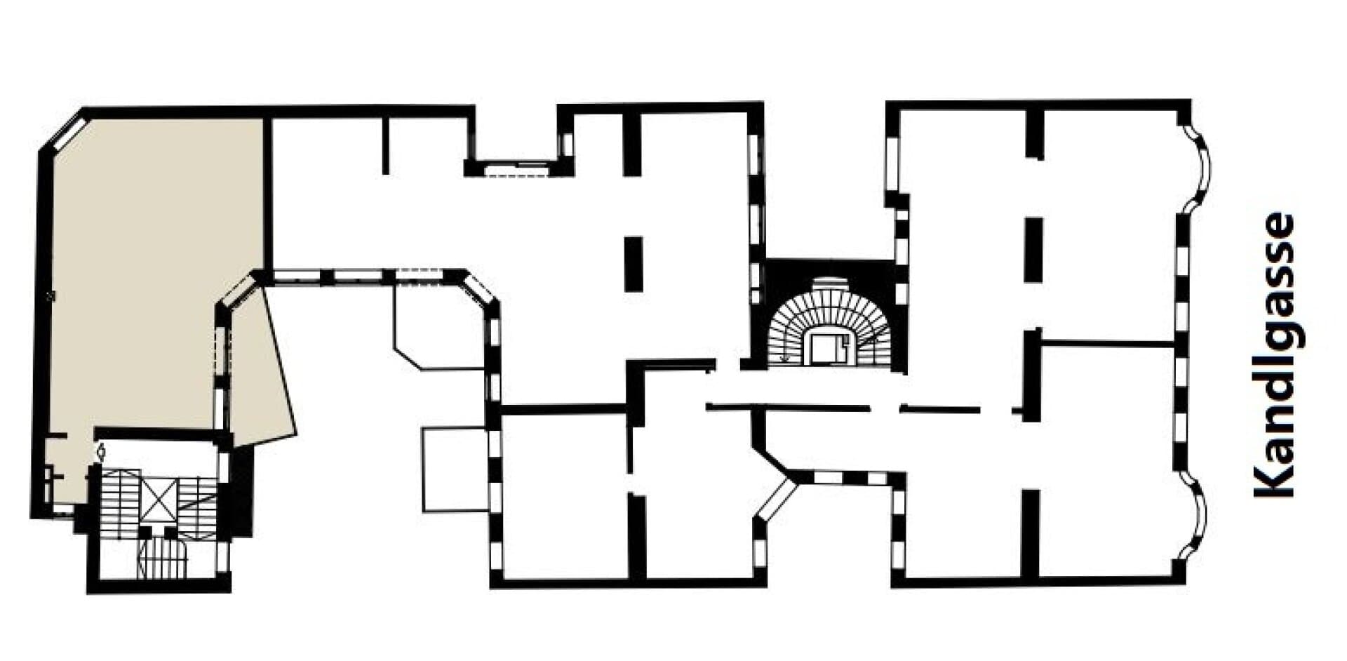 Grundriss Top 2.02 — Kandlhof – Kandlgasse 23 — 3 Zimmer — 93 m² — Ground floor / Mezzanine — Innenhof, Balkon — Grundriss 3/3