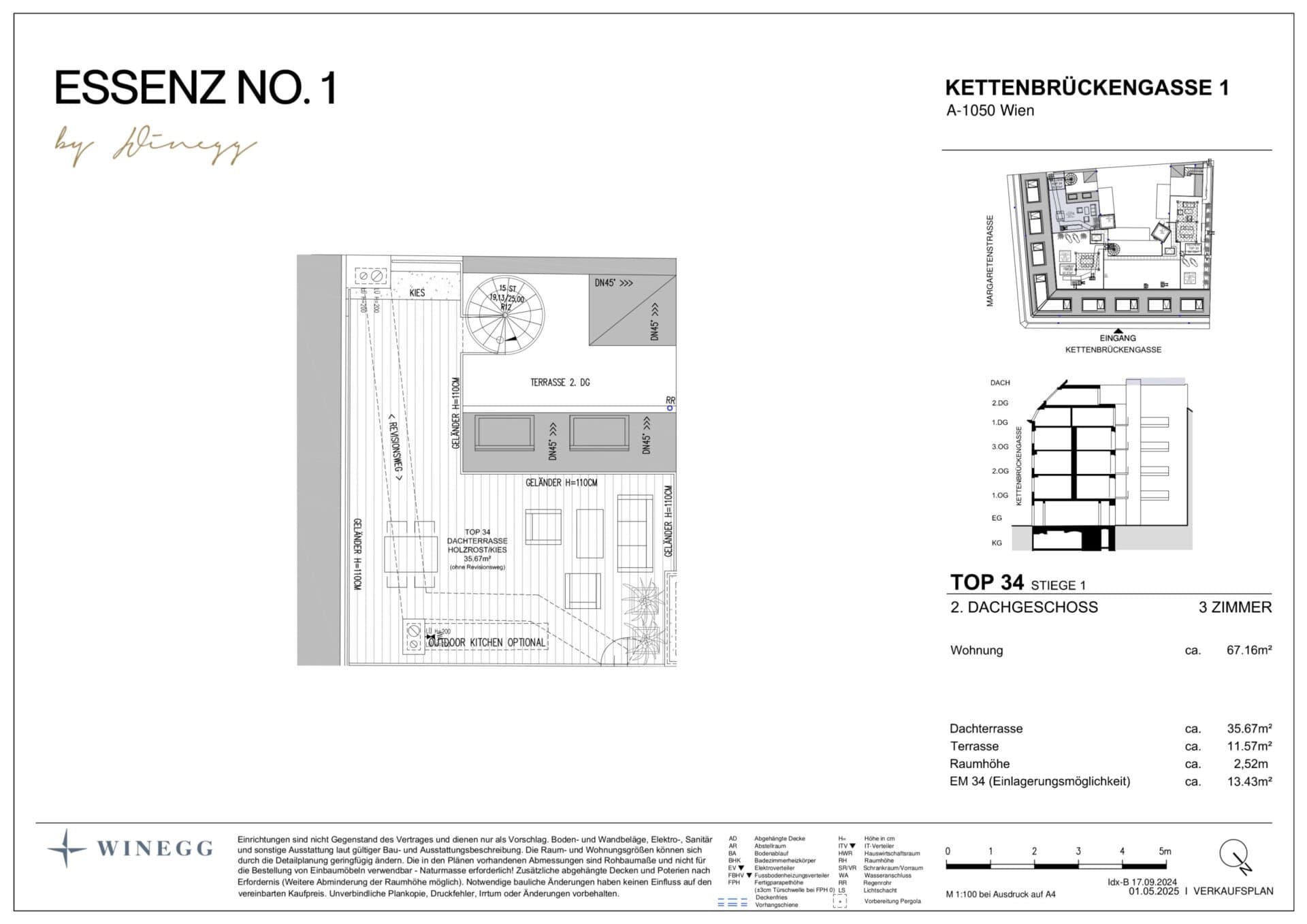 Grundriss Top 1/34 — ESSENZ No.1 — 3 Zimmer — 67,2 m² — 2nd attic floor — Süd, West — Grundriss 4/4