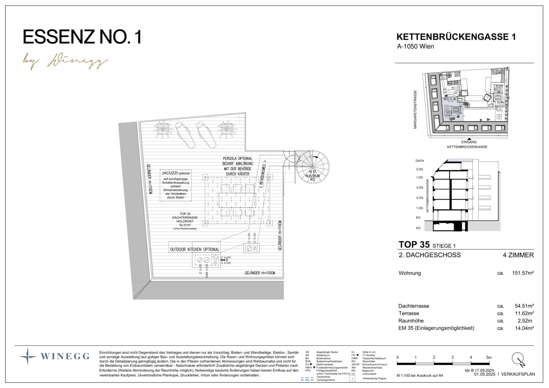 Grundriss Top 1/35 — ESSENZ No.1 — 4 Zimmer — 151,6 m² — 2nd attic floor — Süd, West — Grundriss 4/4