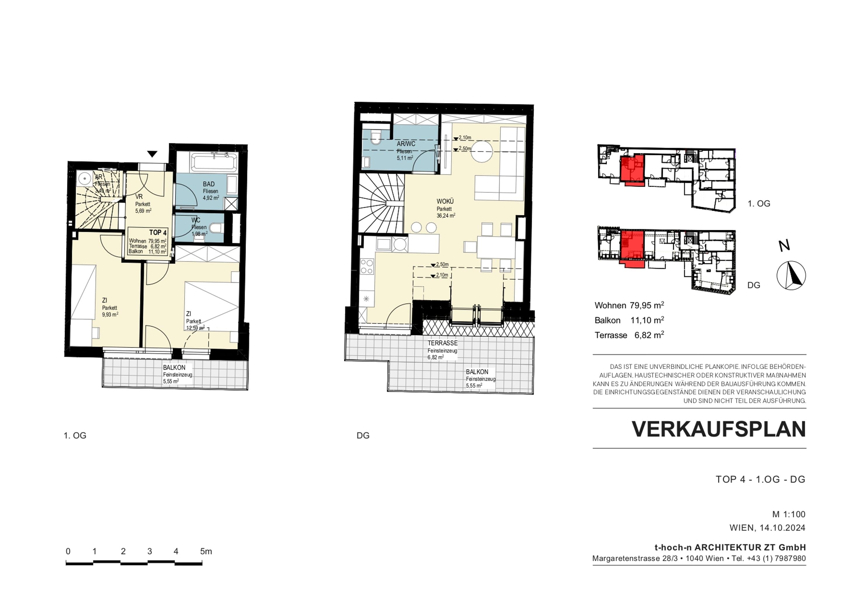 Grundriss Top 04 - Morgentau — Ketzergasse 411 - Wohnoase 23 — 3 Zimmer — 80 m² — 1st floor / Attic floor — Morgentau
