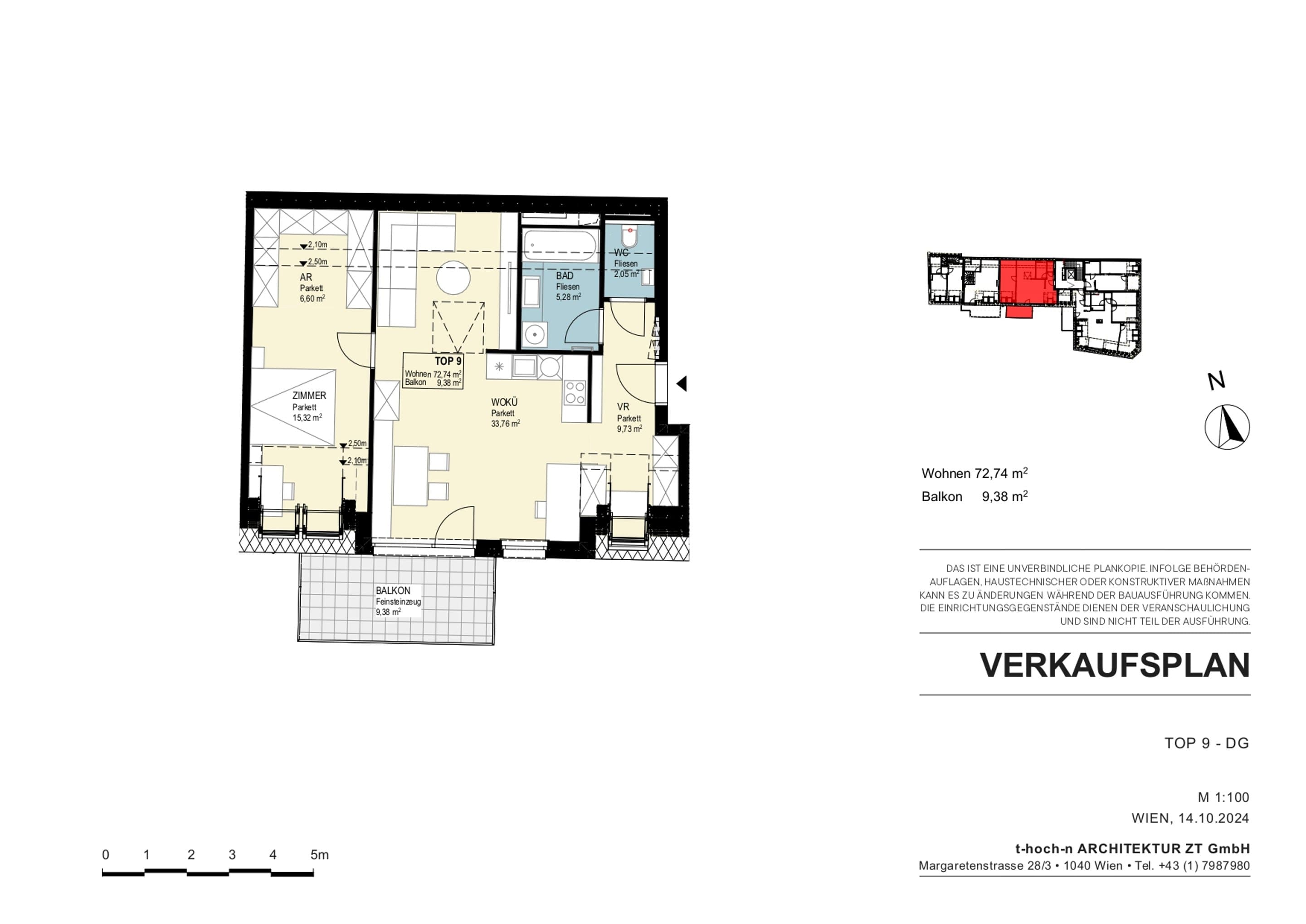 Grundriss Top 09 - Sternenblick — Ketzergasse 411 - Wohnoase 23 — 2 Zimmer — 72,7 m² — Sternenblick