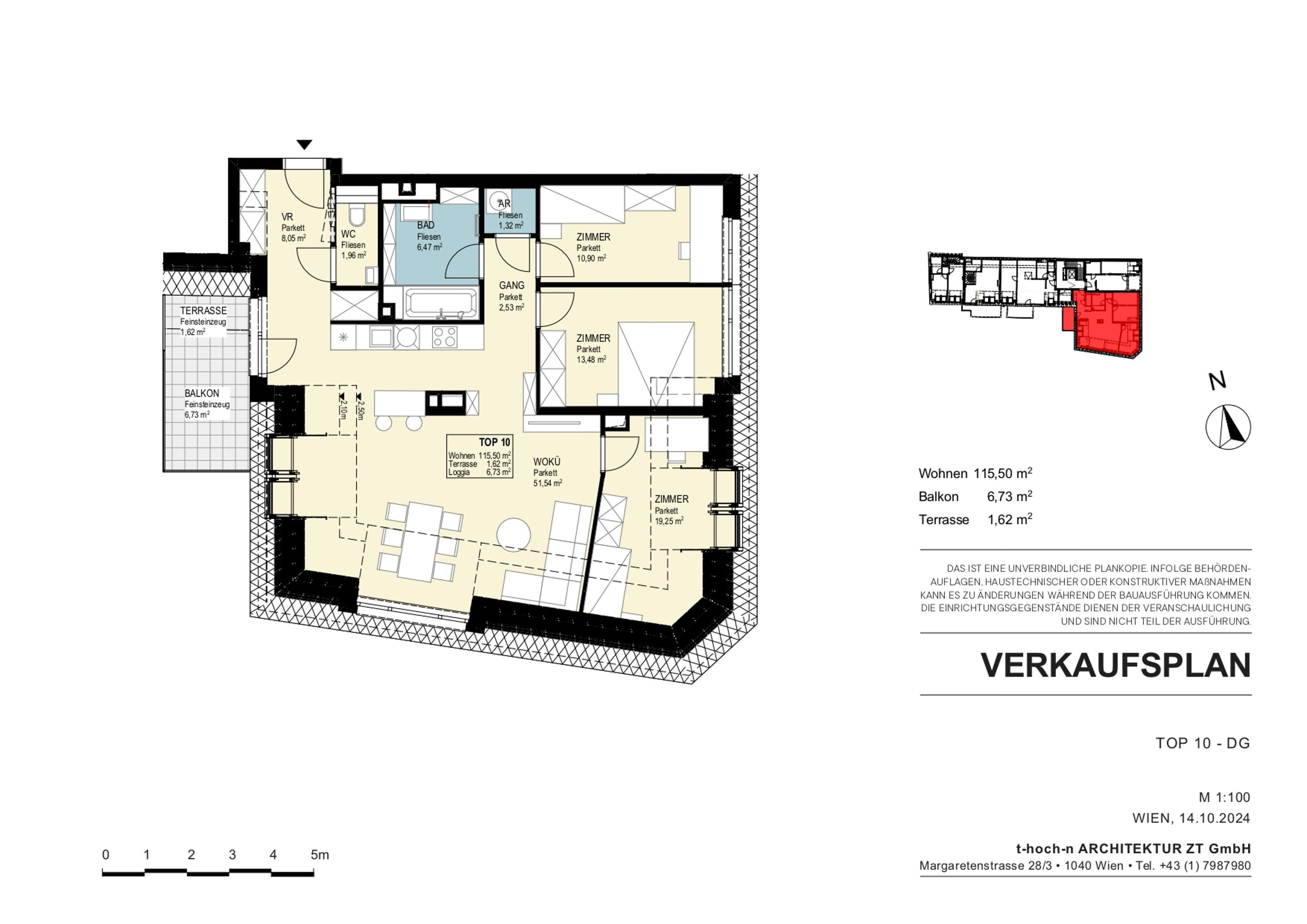 Grundriss Top 10 - Über den Dächern von Rodaun — Ketzergasse 411 - Wohnoase 23 — 4 Zimmer — 115,5 m² — Über den Dächern von Rodaun
