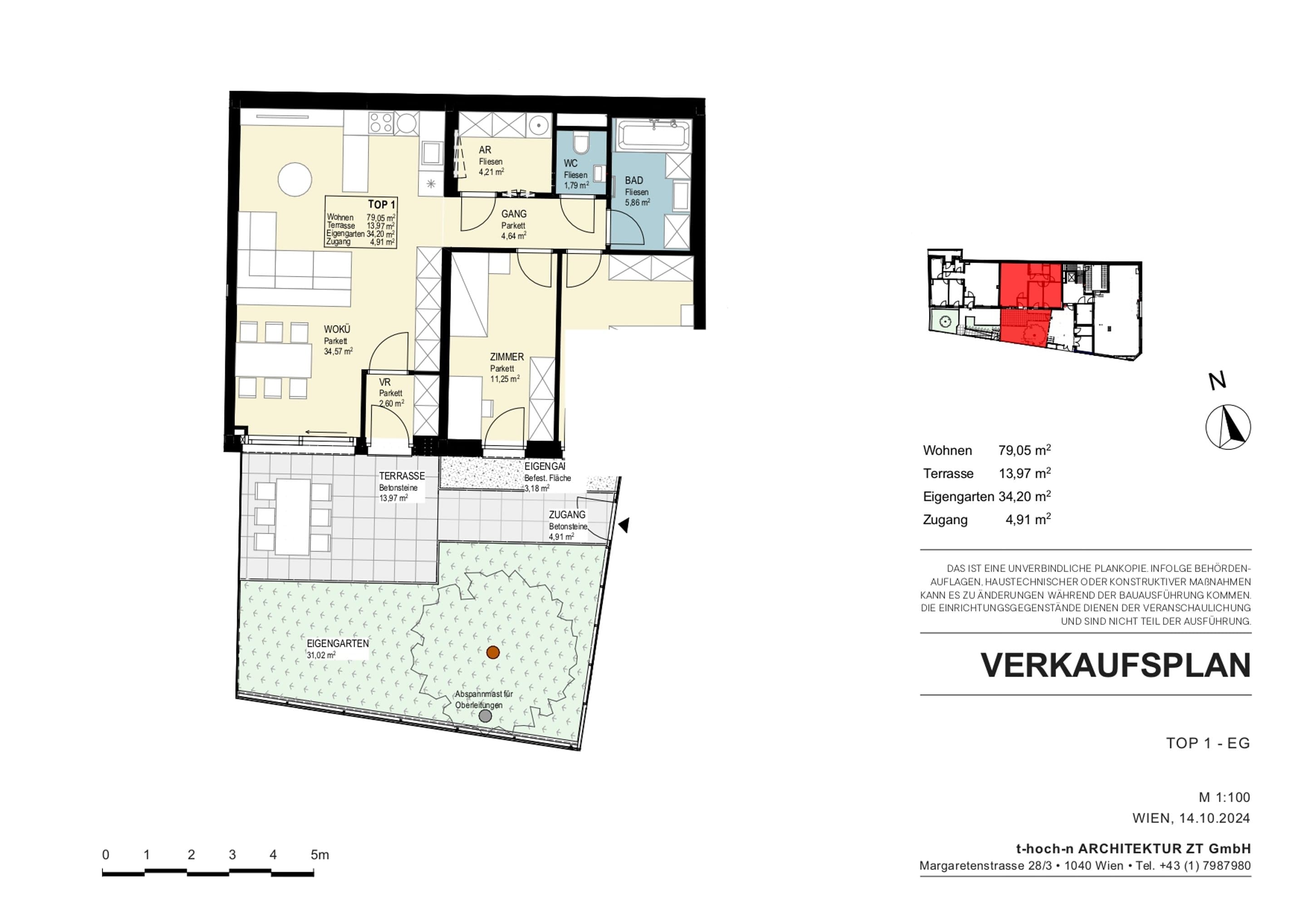 Grundriss Top 01 - Gartenglück — Ketzergasse 411 - Wohnoase 23 — 3 Zimmer — 79,1 m² — Gartenglück