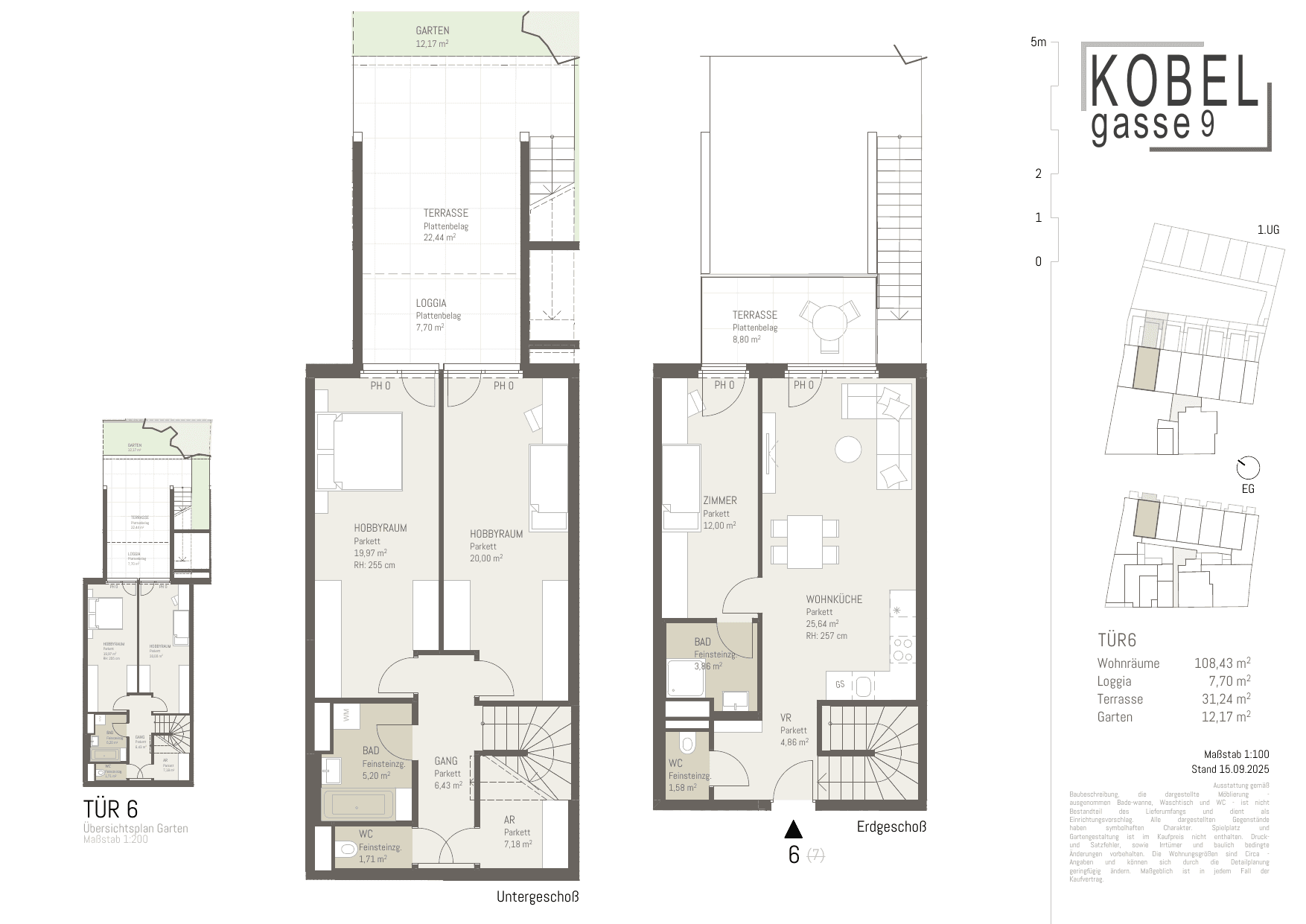 Grundriss Top 6 — Kobelgasse 9 — 4 Zimmer — 108,5 m² — Ground floor — NO — Grundriss 1/2