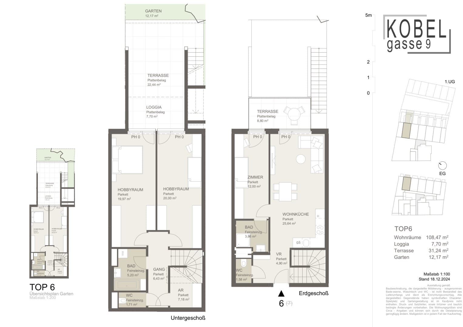 Grundriss Top 6 — Kobelgasse 9 — 4 Zimmer — 108,5 m² — Ground floor — NO — Grundriss 2/2