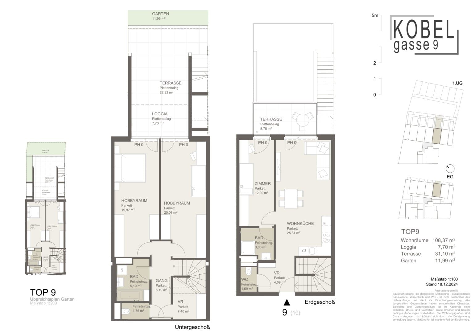 Grundriss Top 9 — Kobelgasse 9 — 4 Zimmer — 108,4 m² — Ground floor — NO — Grundriss 2/2
