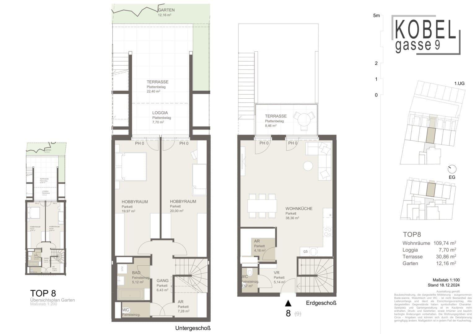 Grundriss Top 8 — Kobelgasse 9 — 4 Zimmer — 109,7 m² — Ground floor — NO — Grundriss 2/2