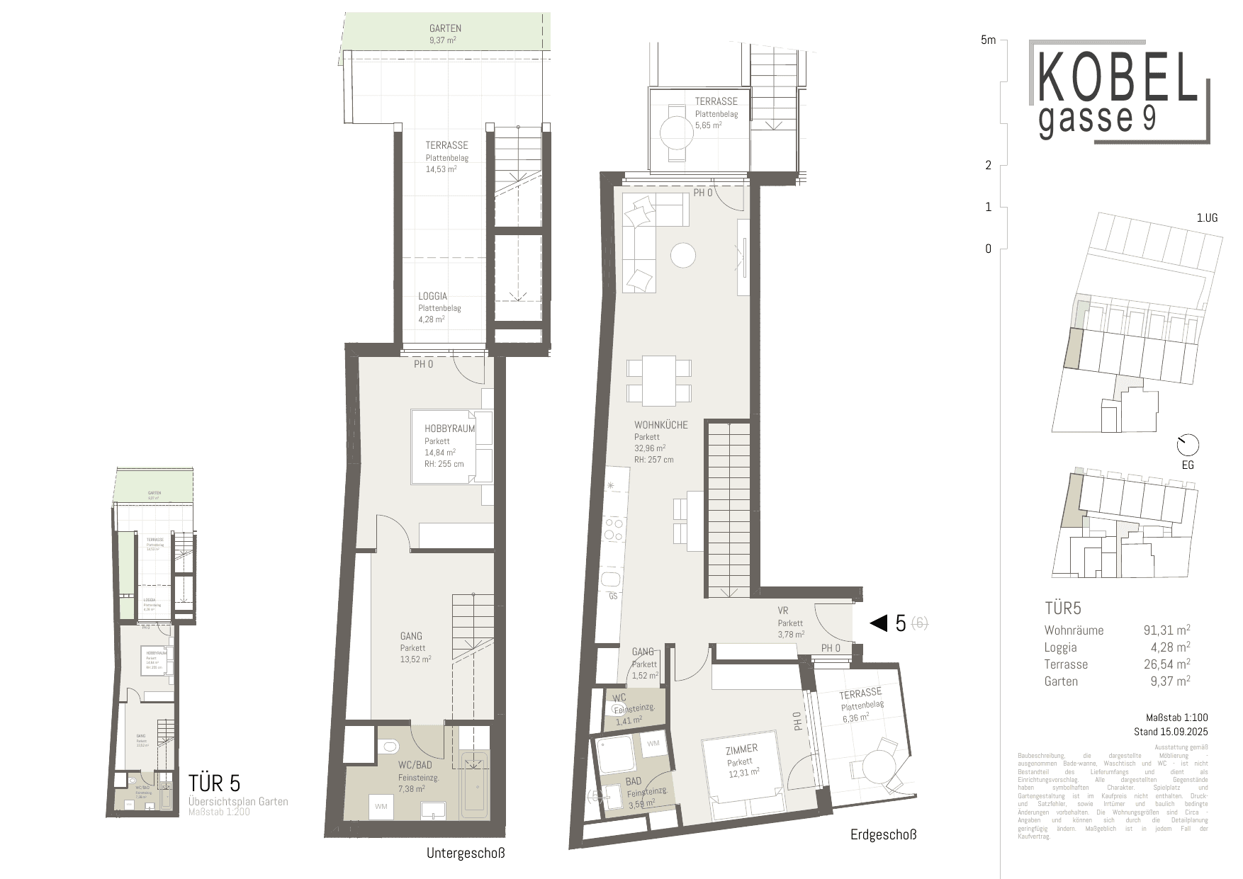 Grundriss Top 5 — Kobelgasse 9 — 3 Zimmer — 91,3 m² — Ground floor — NOS — Grundriss 1/2