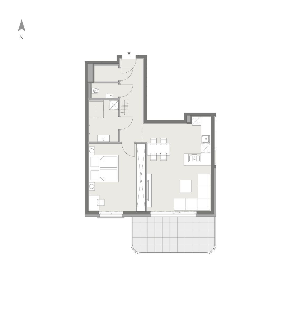 Grundriss Top 19 — Twin Estates — 2 Zimmer — 61 m² — 1st attic floor