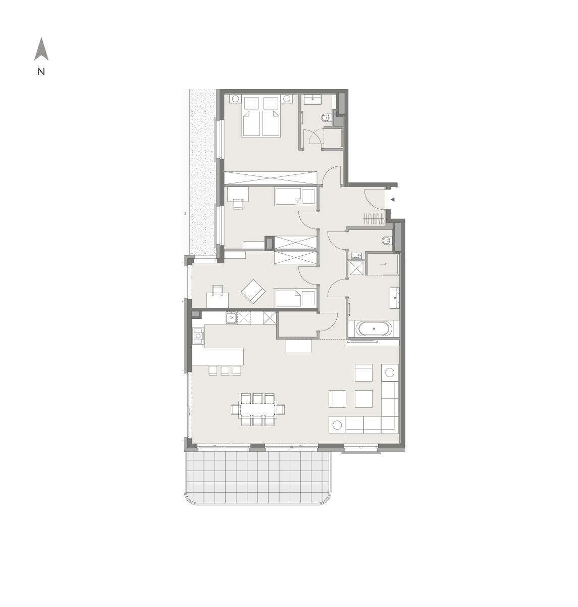 Grundriss Top 20 — Twin Estates — 3 Zimmer — 104 m² — 1st attic floor