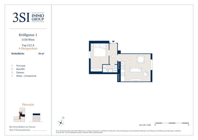 Grundriss 2/12a — Kröllgasse 1 — 2 Zimmer — 36 m² — 4th floor — Grundriss 3/4