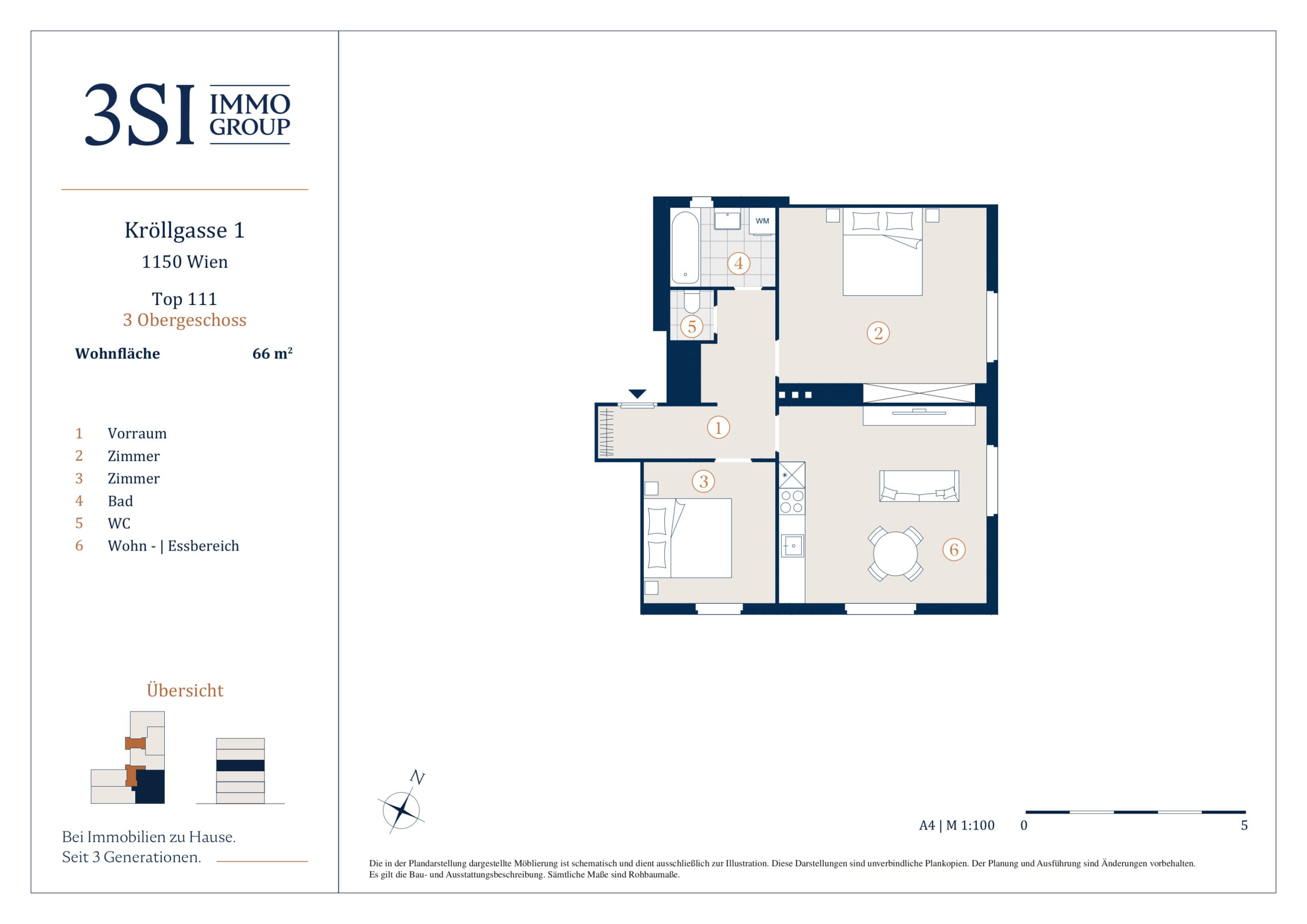 Grundriss 2/11 — Kröllgasse 1 — 2 Zimmer — 43 m² — 3rd floor — Grundriss 1/3