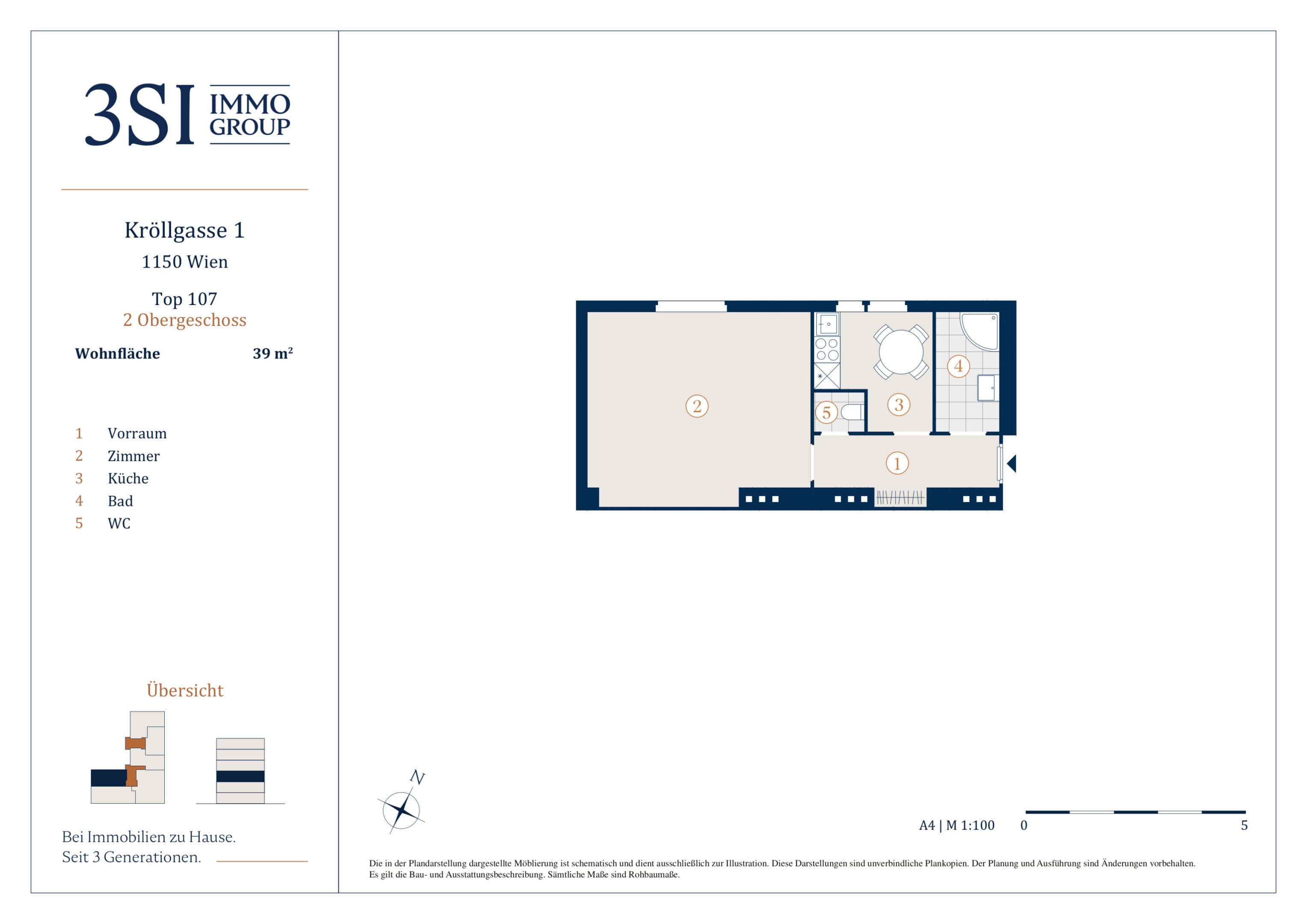 Grundriss 2/15 — Kröllgasse 1 — 1 Zimmer — 35 m² — 4th floor — Grundriss 2/5
