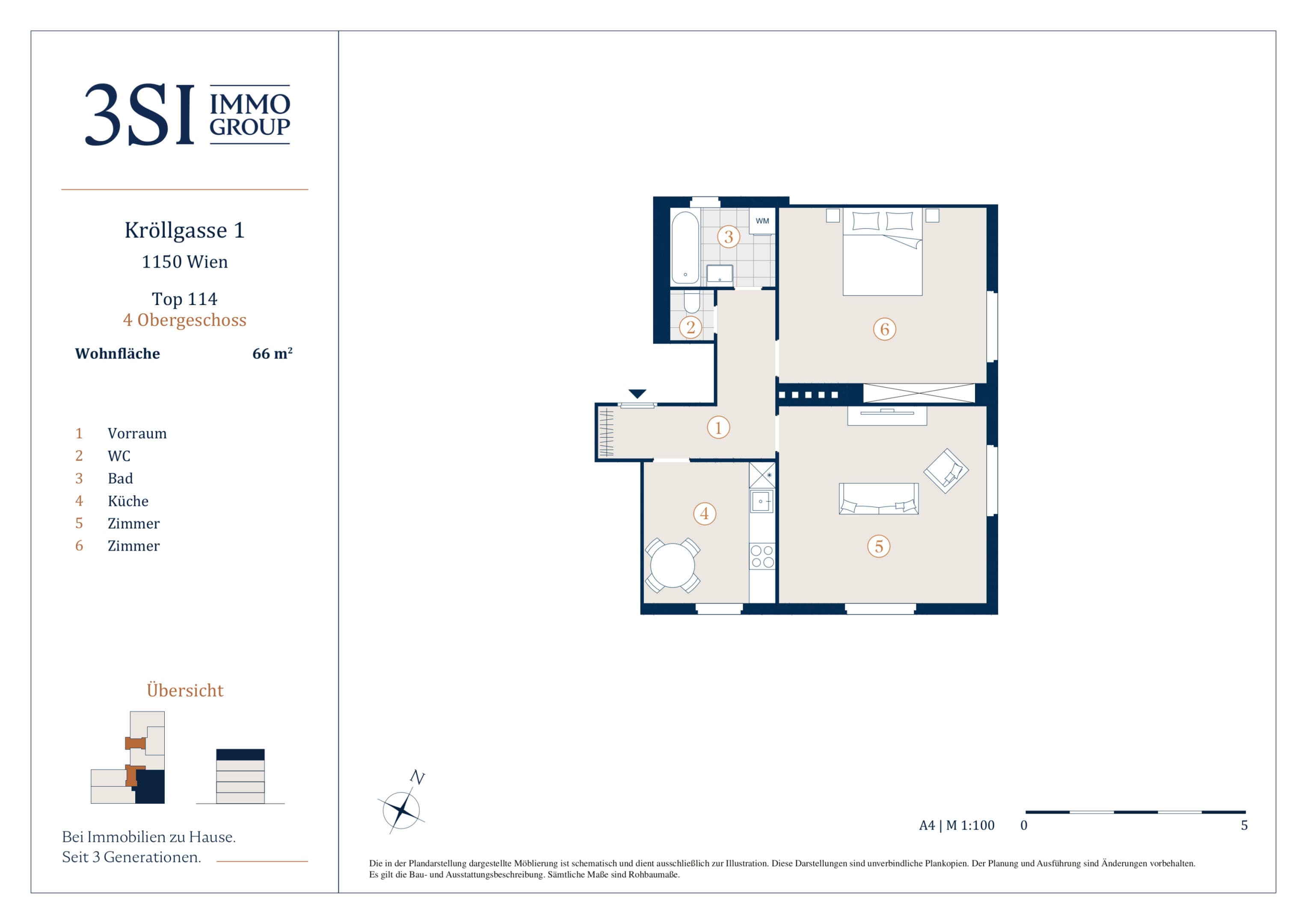 Grundriss 2/14 — Kröllgasse 1 — 2 Zimmer — 44 m² — 4th floor — Grundriss 1/2