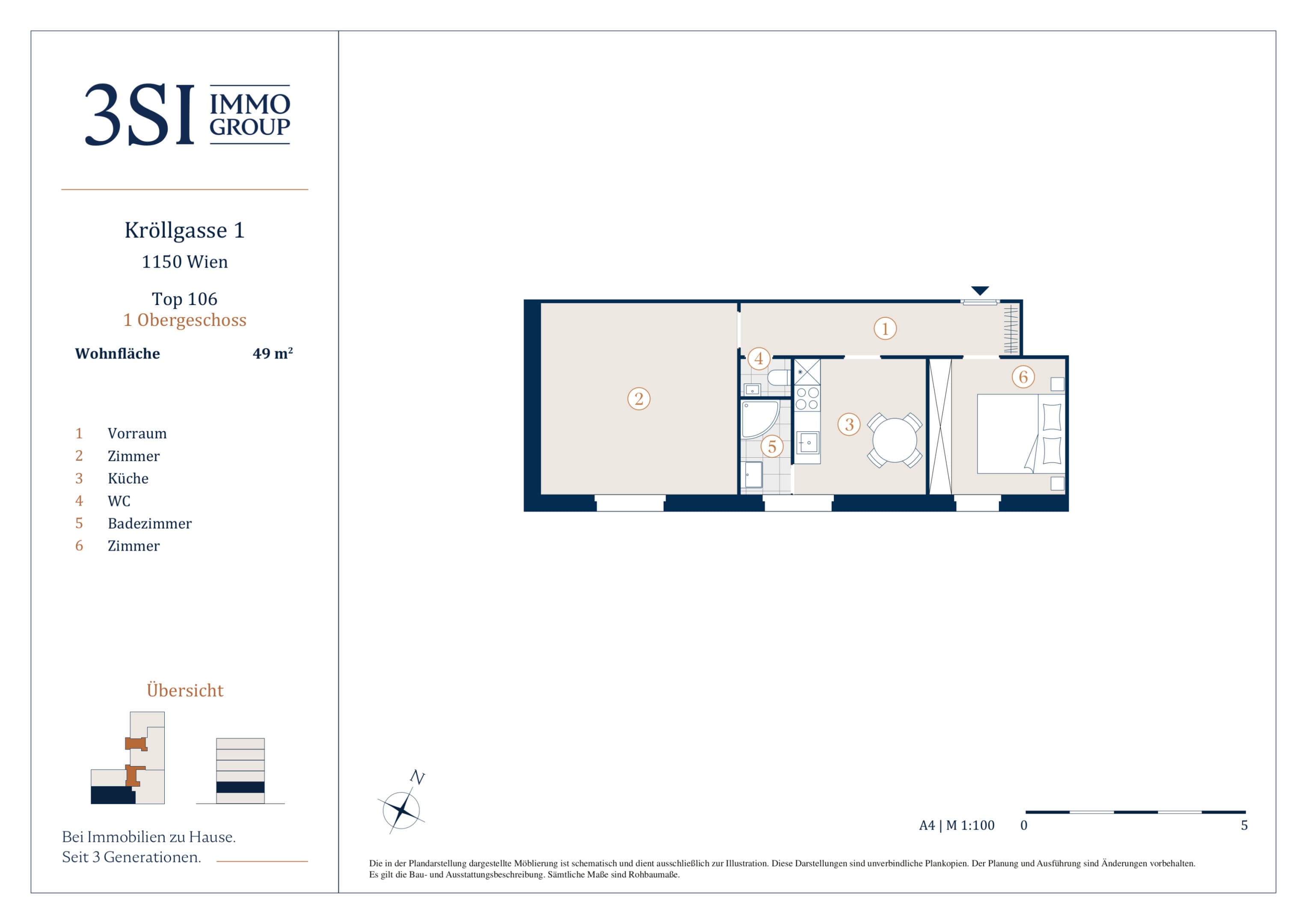 Grundriss 2/15 — Kröllgasse 1 — 1 Zimmer — 35 m² — 4th floor — Grundriss 1/5
