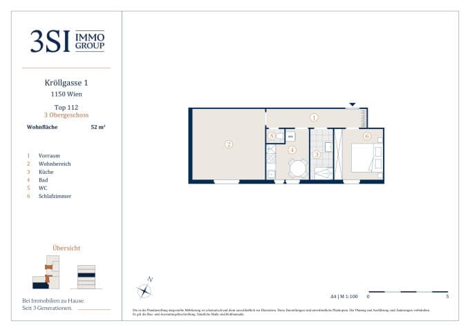 Grundriss 1/12 — Kröllgasse 1 — 2 Zimmer — 52 m² — 3rd floor — Grundriss 2/2