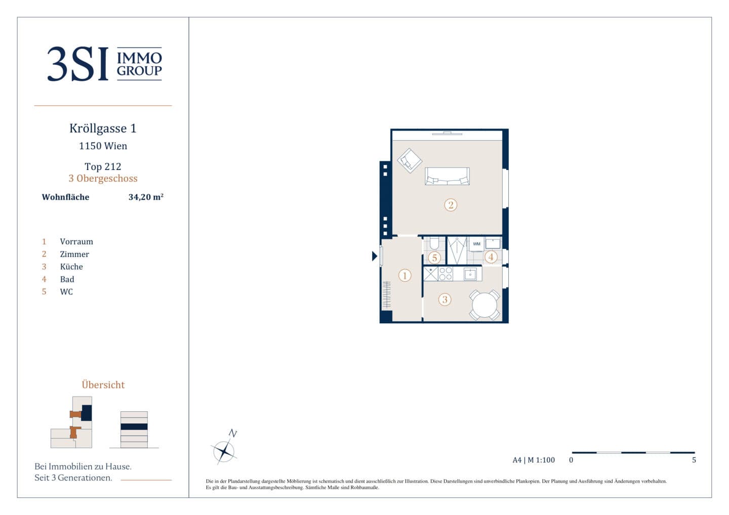 Grundriss 2/12 — Kröllgasse 1 — 1 Zimmer — 34,2 m² — 3rd floor — Grundriss 4/4