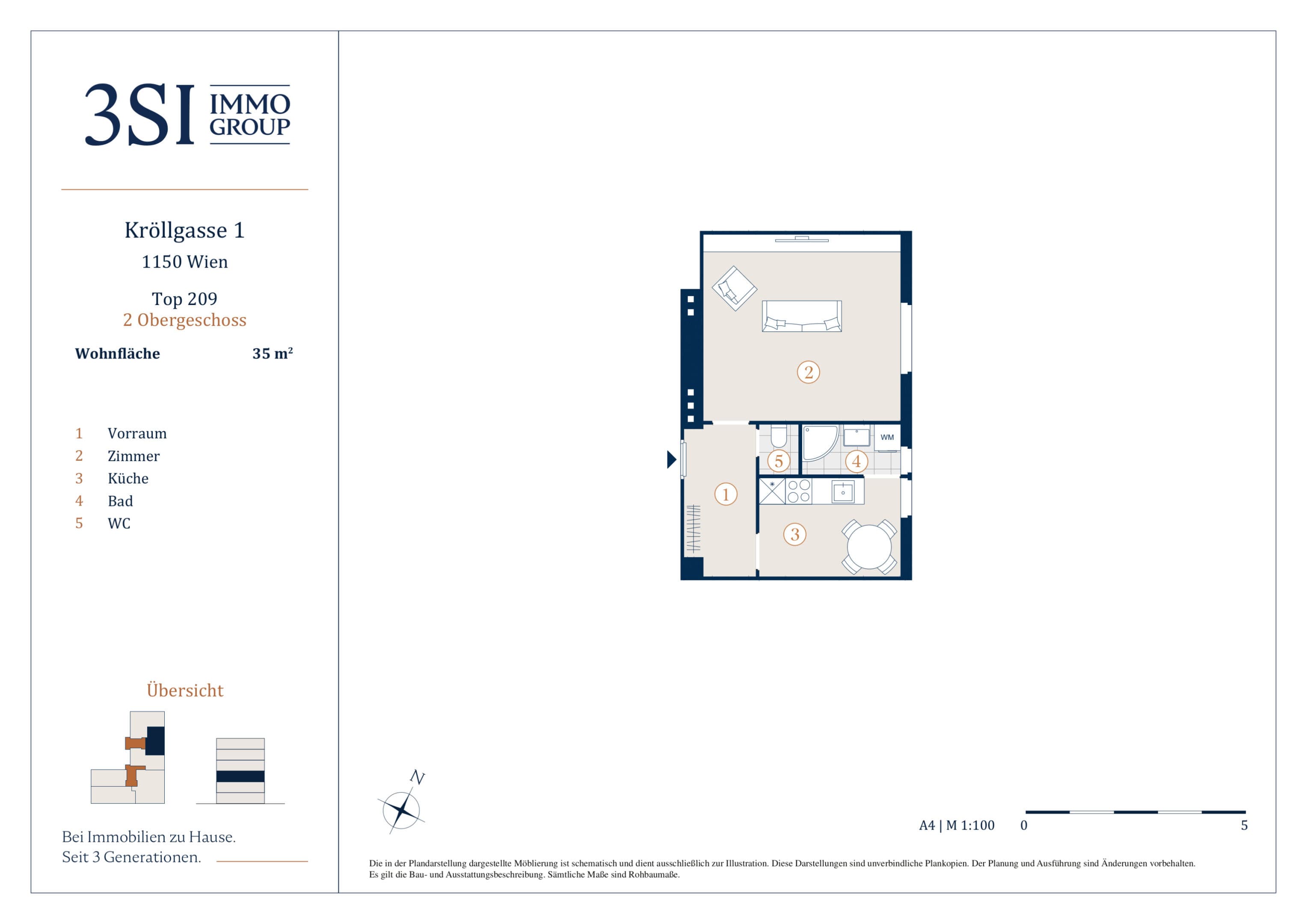 Grundriss 2/9 — Kröllgasse 1 — 1 Zimmer — 35 m² — 2nd floor — Grundriss 2/2