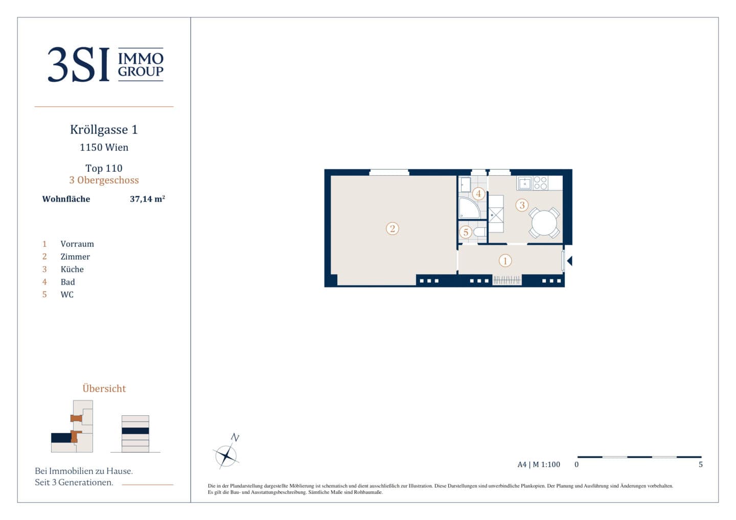 Grundriss 1/10 — Kröllgasse 1 — 1 Zimmer — 37,1 m² — 3rd floor