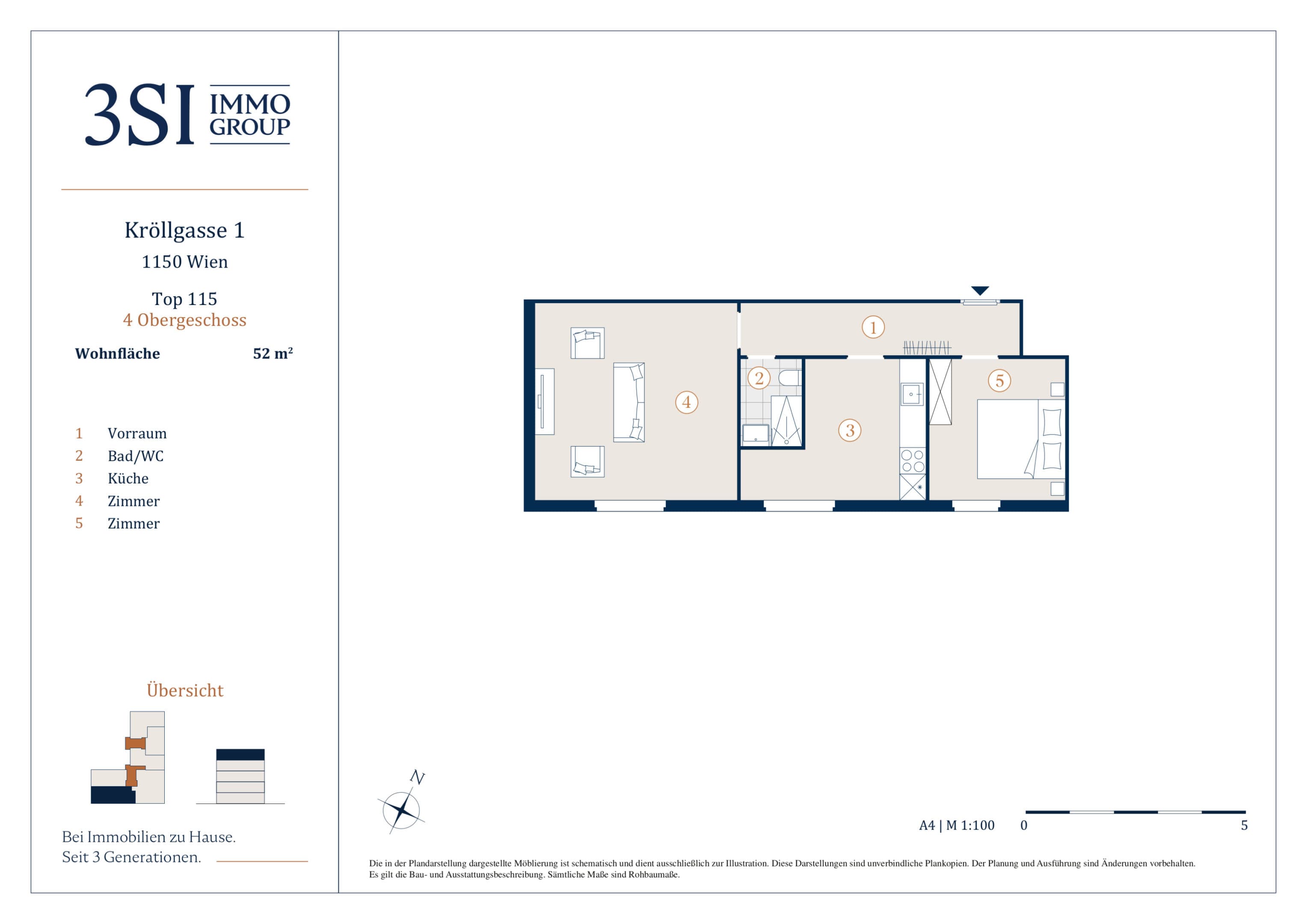 Grundriss 2/15 — Kröllgasse 1 — 1 Zimmer — 35 m² — 4th floor — Grundriss 4/5