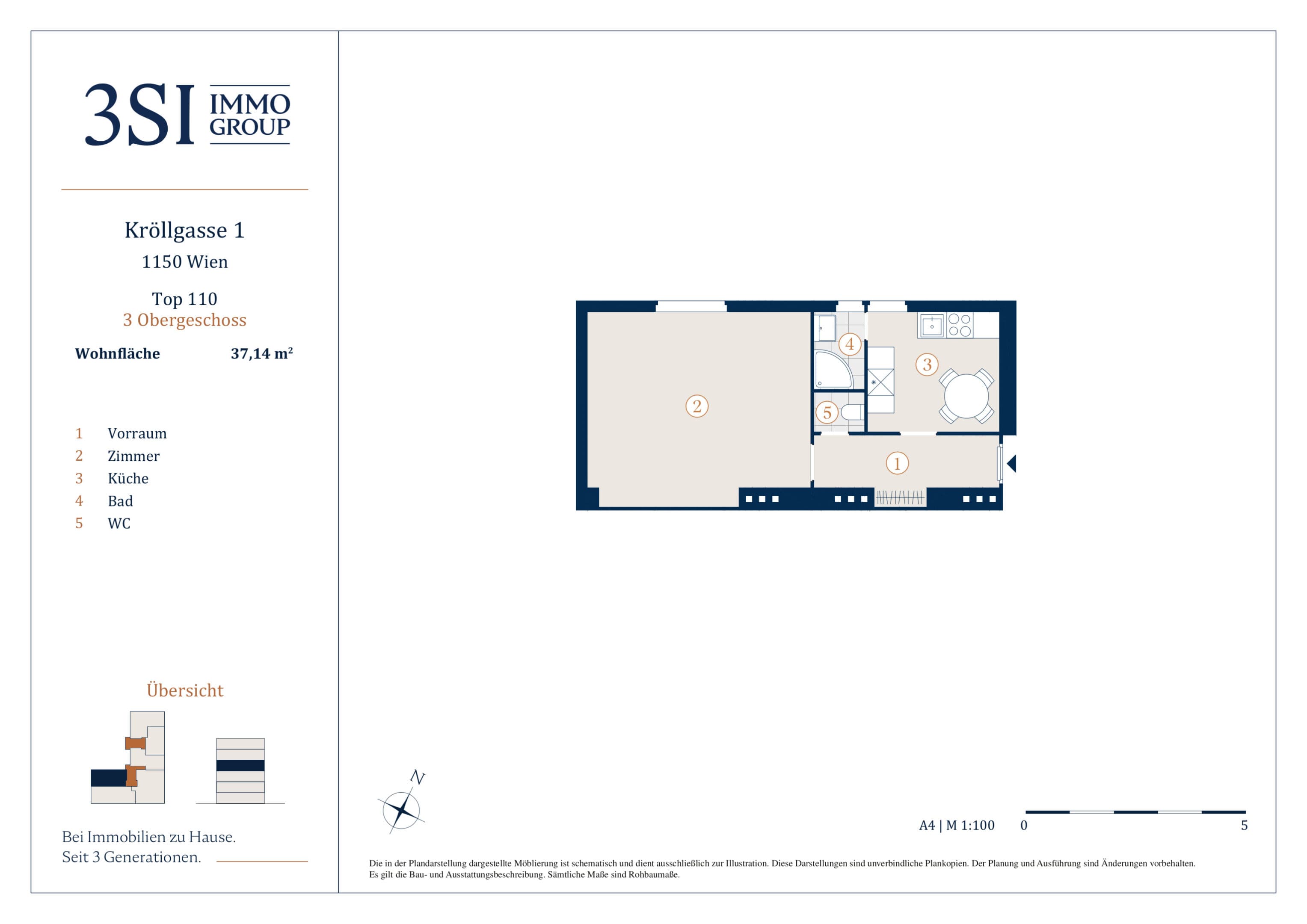 Grundriss 2/15 — Kröllgasse 1 — 1 Zimmer — 35 m² — 4th floor — Grundriss 3/5