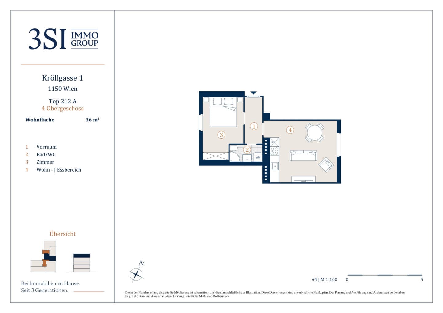 Grundriss 2/12a — Kröllgasse 1 — 2 Zimmer — 36 m² — 4th floor — Grundriss 4/4