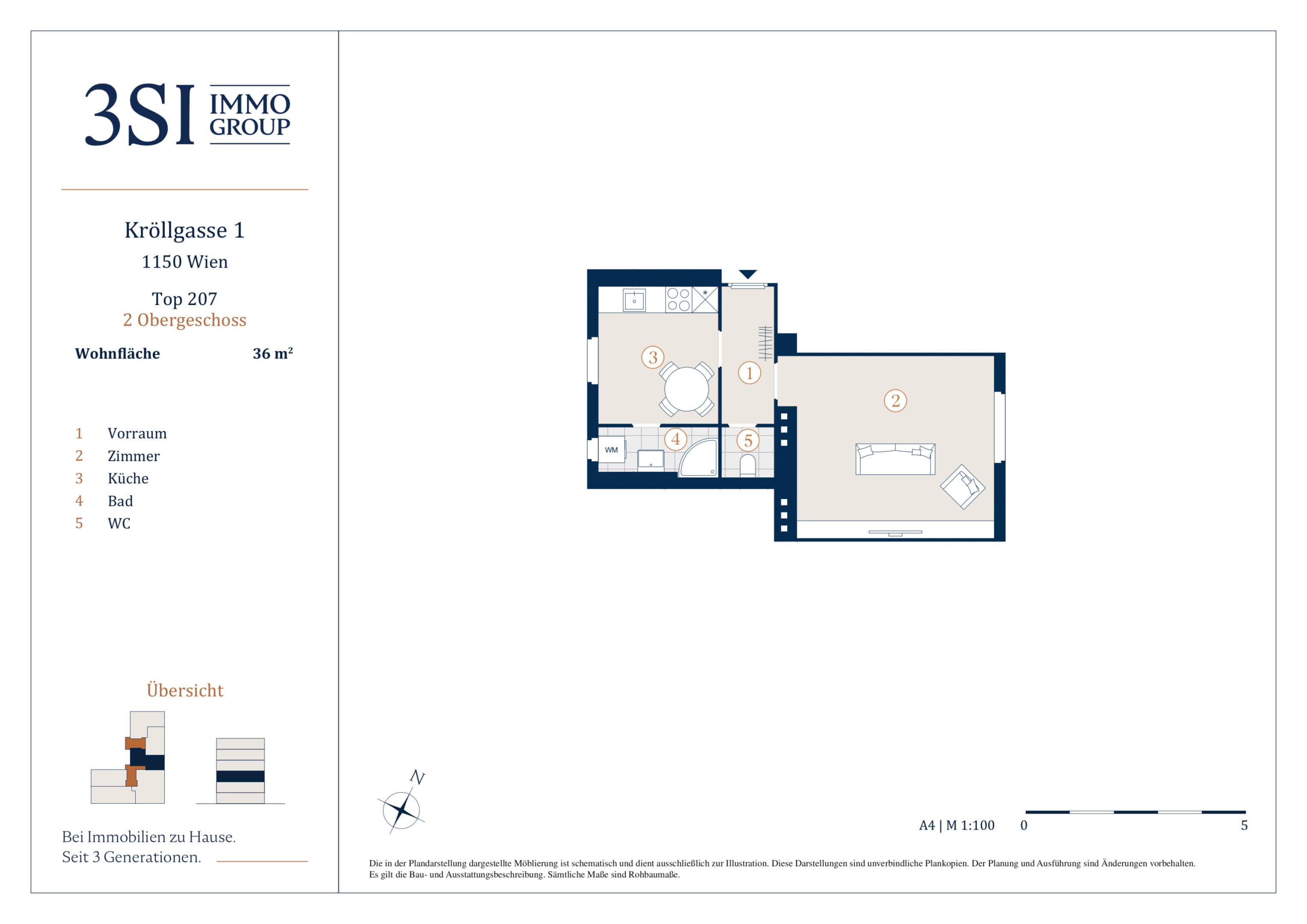 Grundriss 2/7 — Kröllgasse 1 — 1 Zimmer — 36 m² — 2nd floor