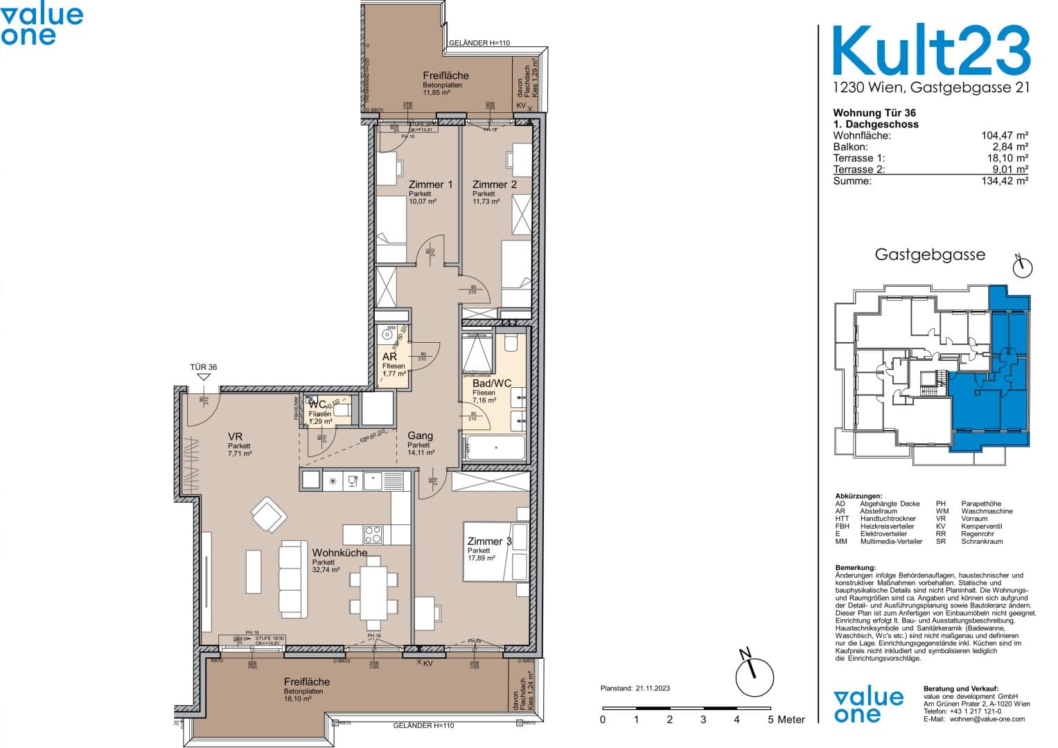 Grundriss Top 36 — Kult23 — 4 Zimmer — 104,5 m² — 1st attic floor