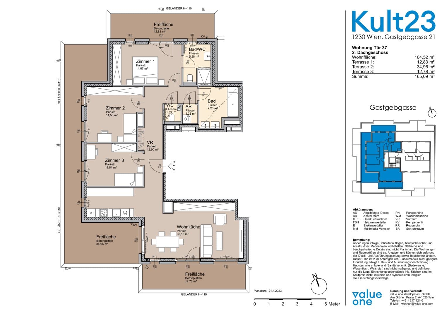 Grundriss Top 37 — Kult23 — 4 Zimmer — 104,5 m² — 2nd attic floor