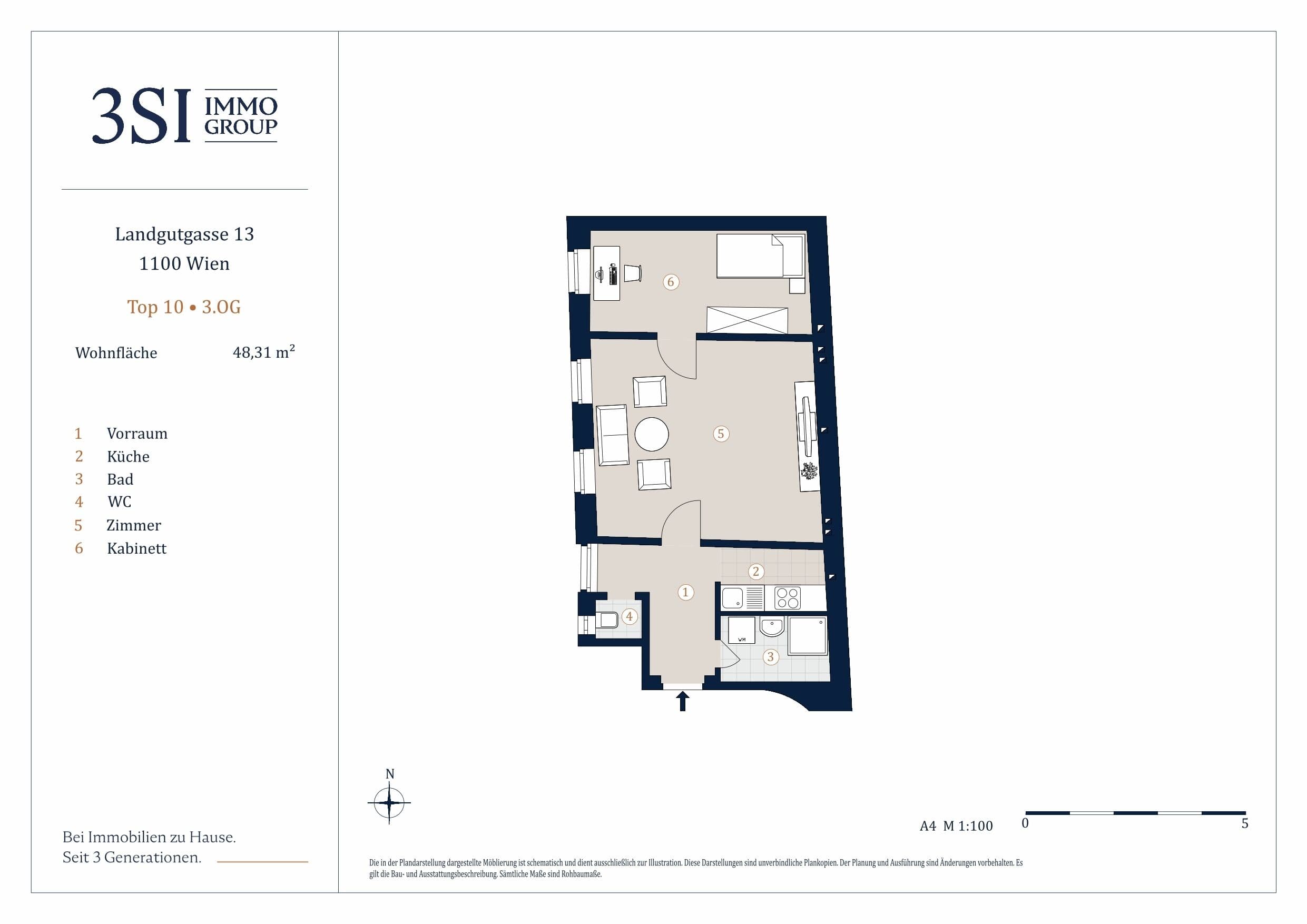 Grundriss Top 10 — Landgutgasse 13 — 2 Zimmer — 48,3 m² — 3rd floor